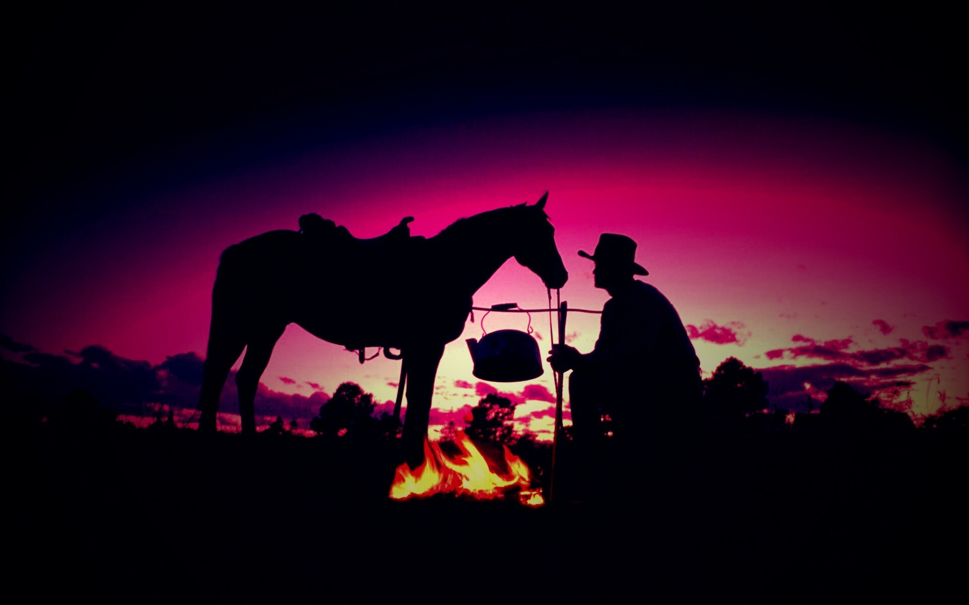 Ковбой на привале обои