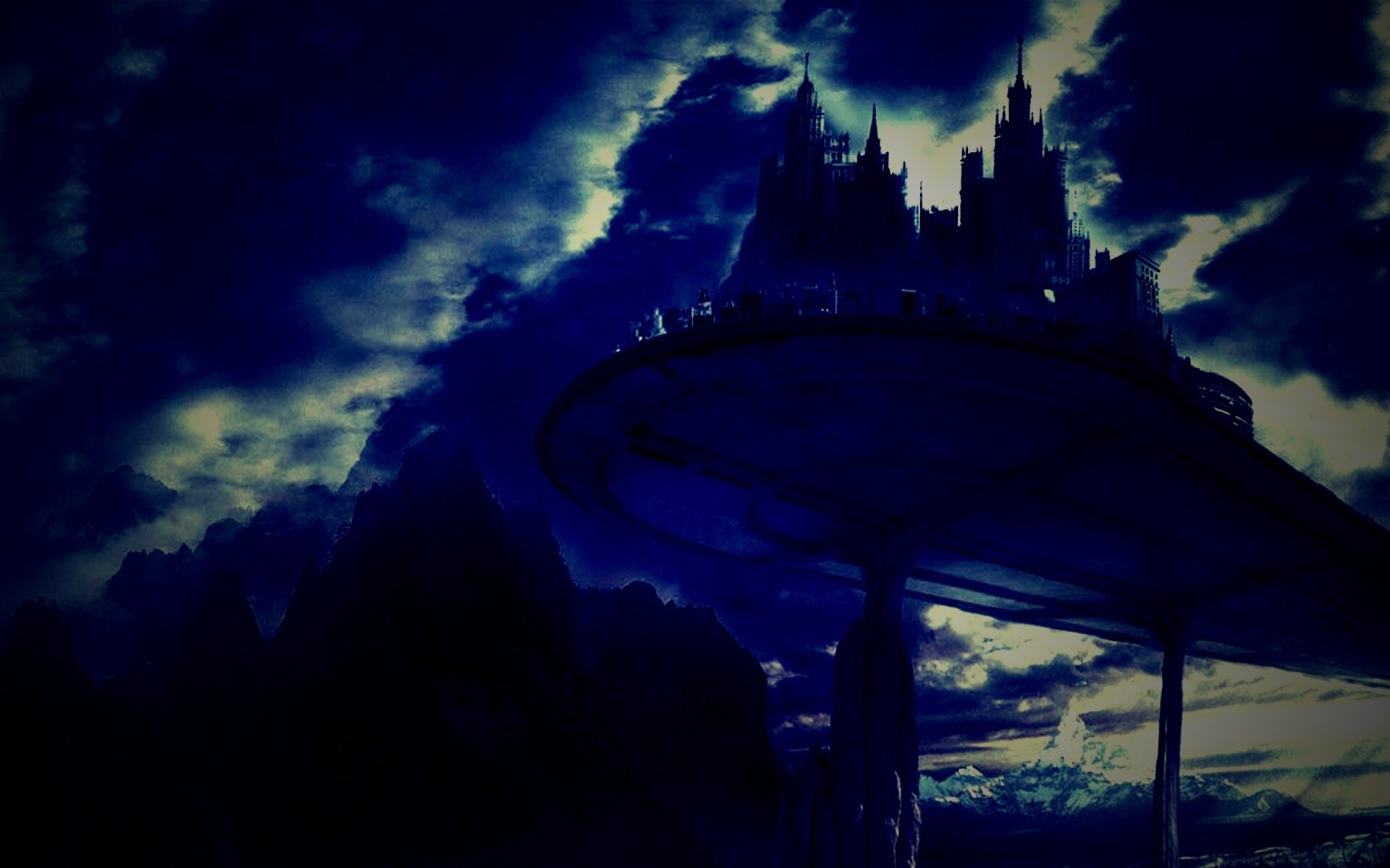 Город на вершине скал обои