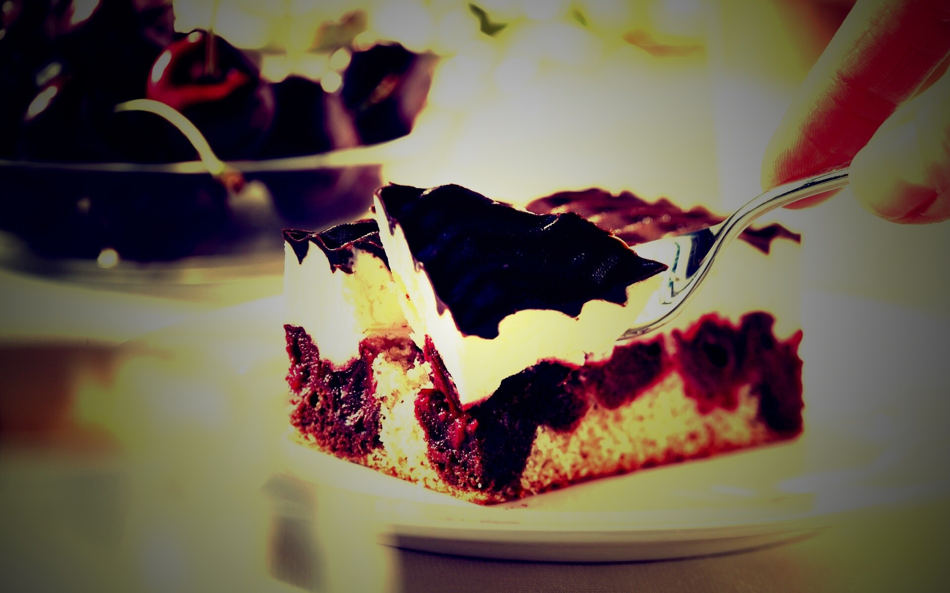 Вишневое пирожное обои