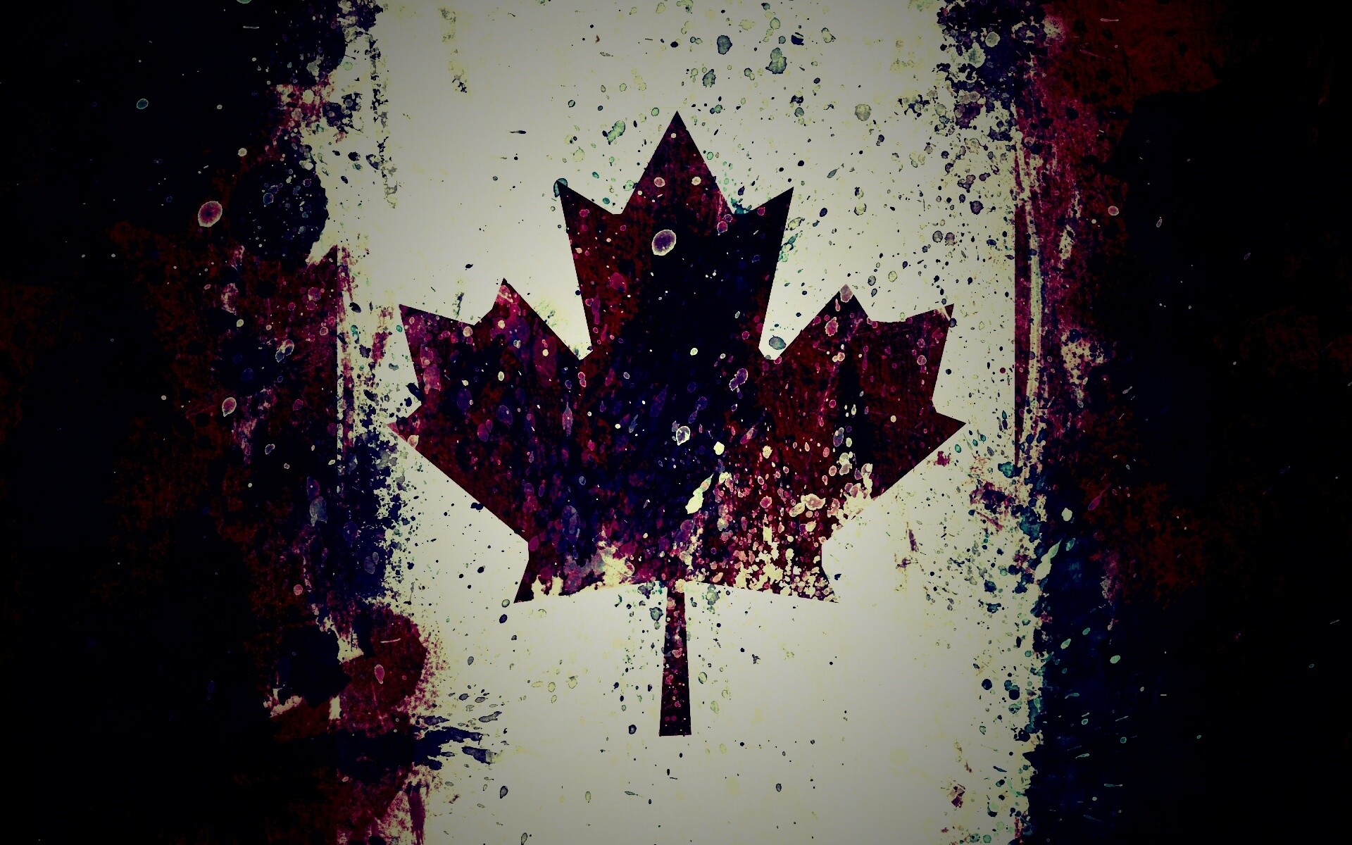 Флаг Канады нарисованный краской обои