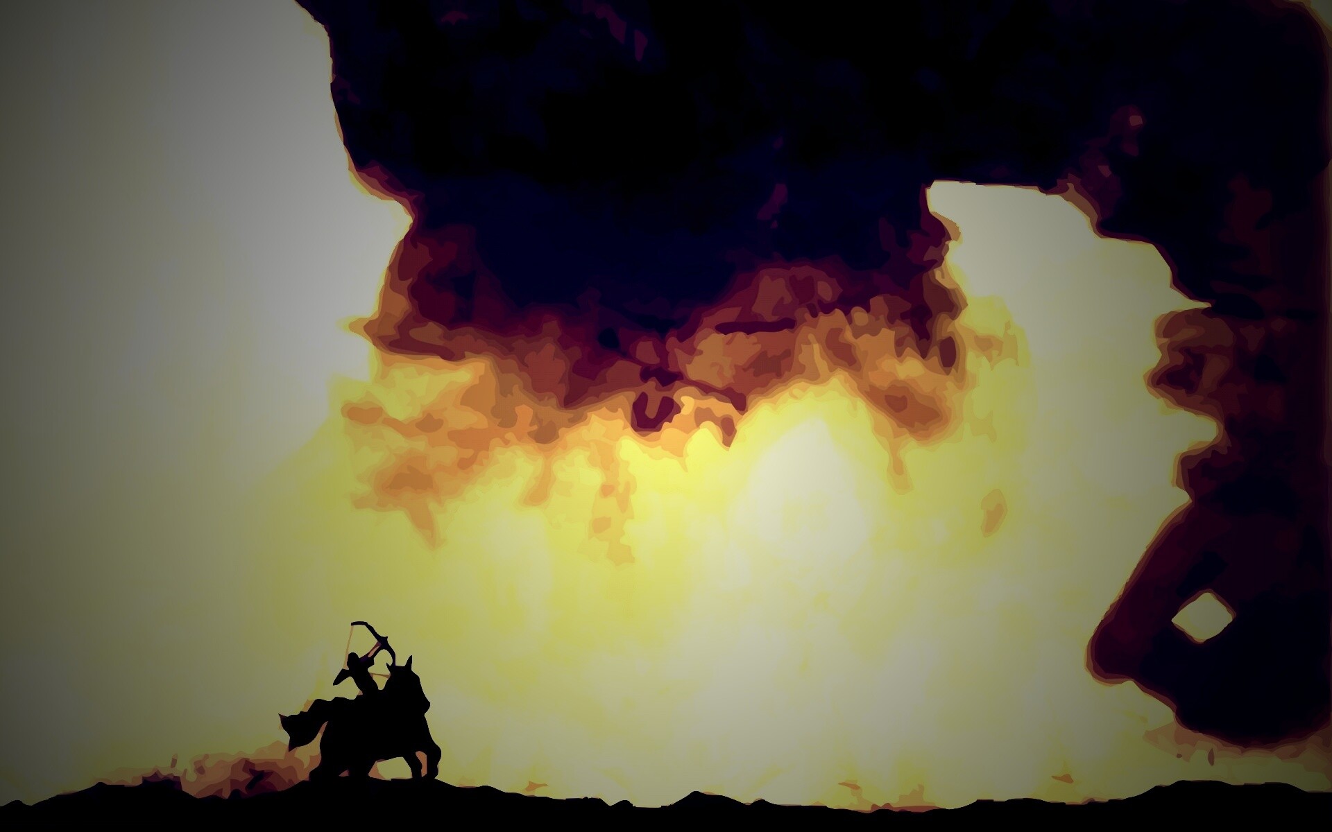 Всадник и огромный голем обои