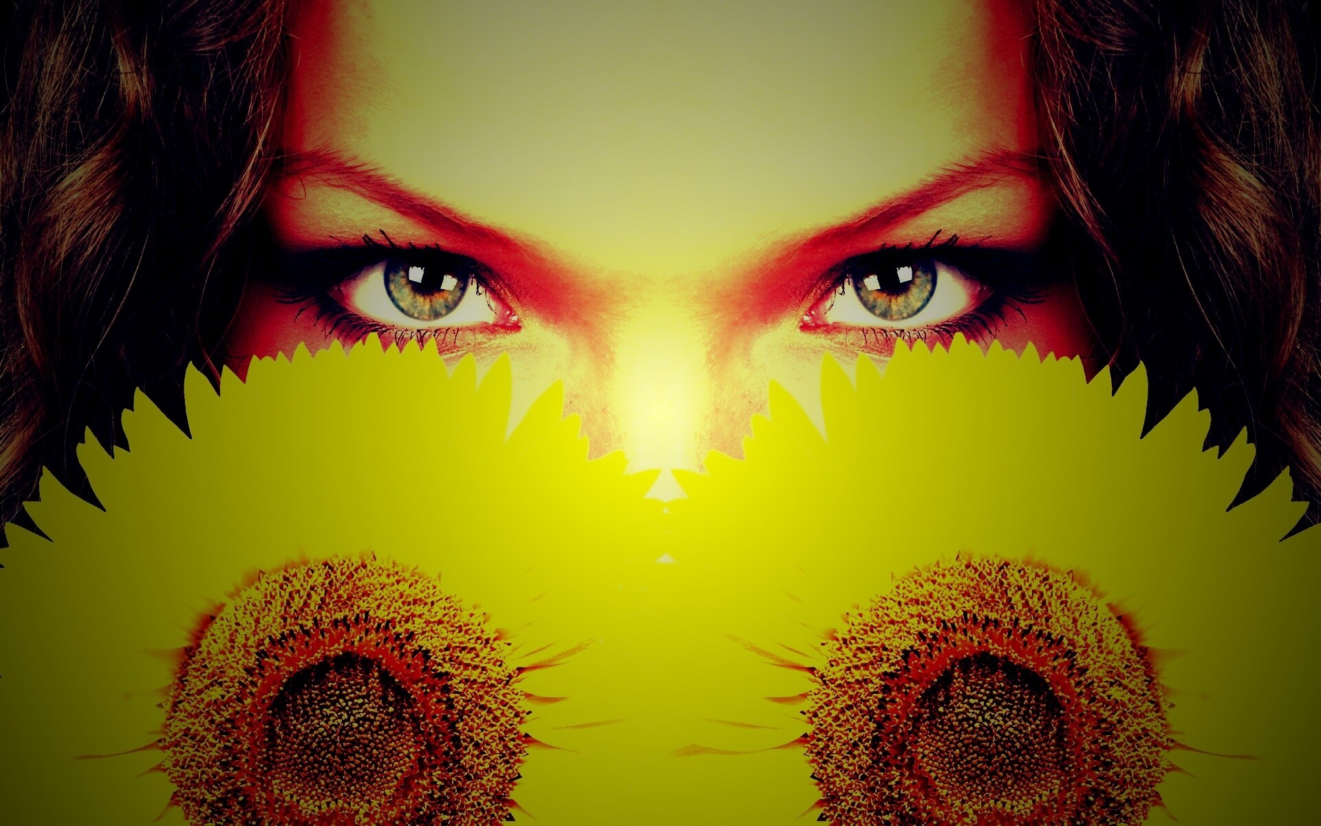 Девушка с желтыми ромашками обои