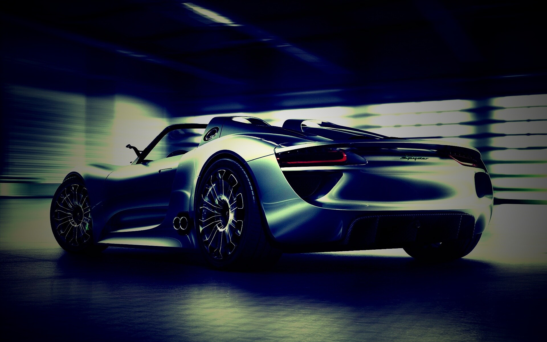 Porsche 918 Spider вид сзади обои