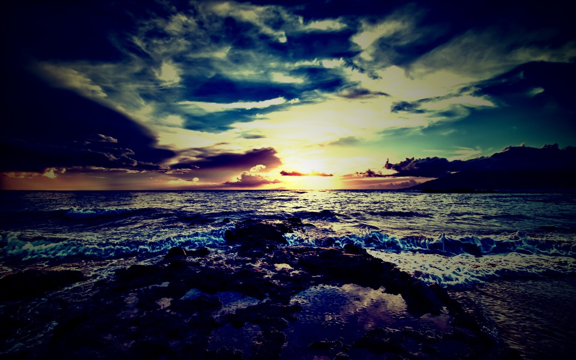 Закат на море обои