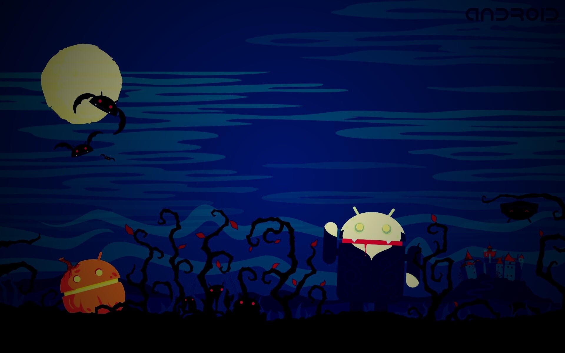 Хэллоуин в стиле Google Android обои