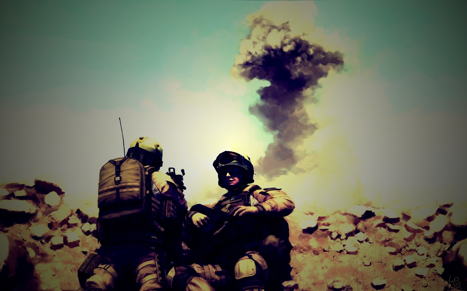 Солдаты в пустыне обои
