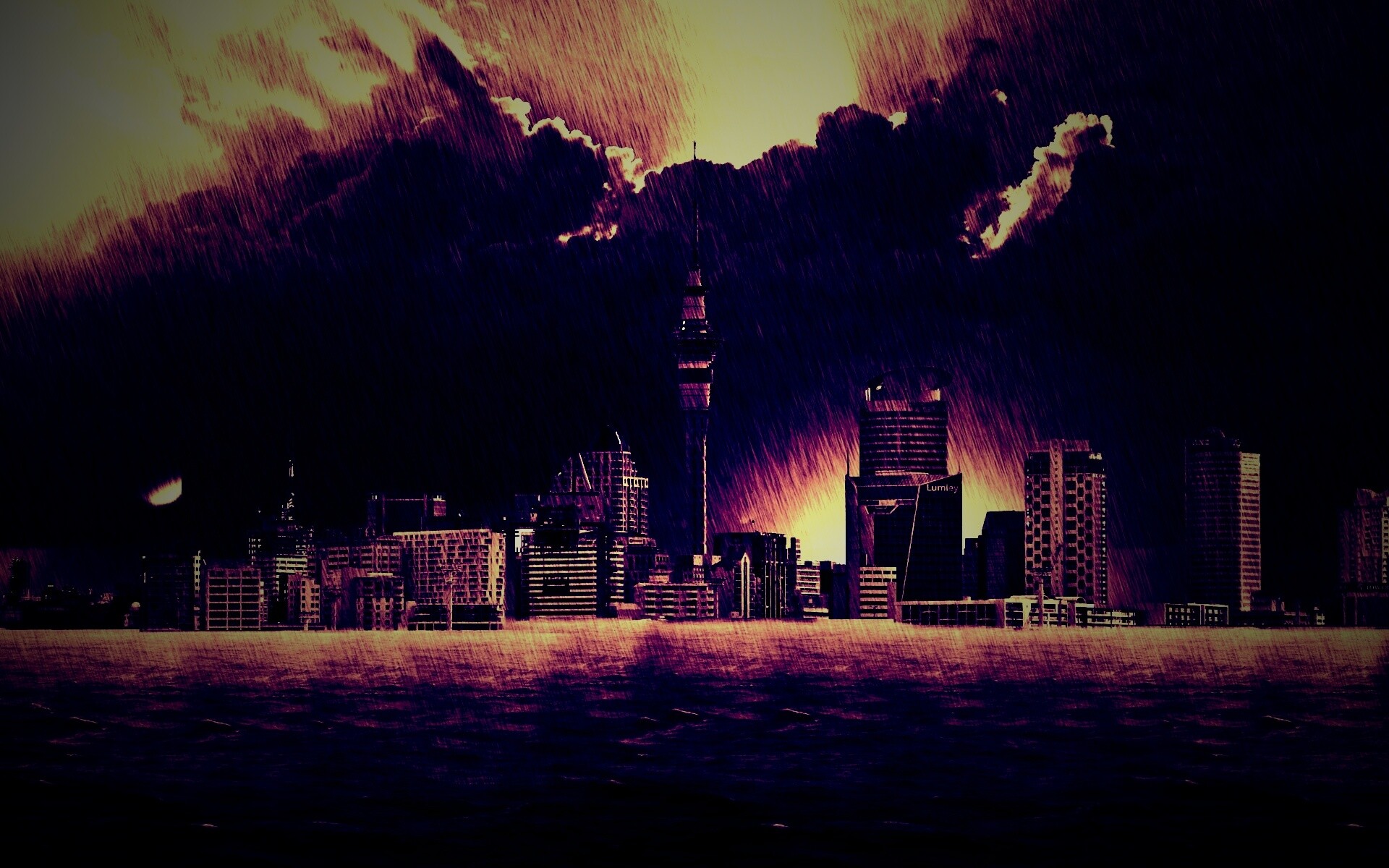 Гроза над городом обои