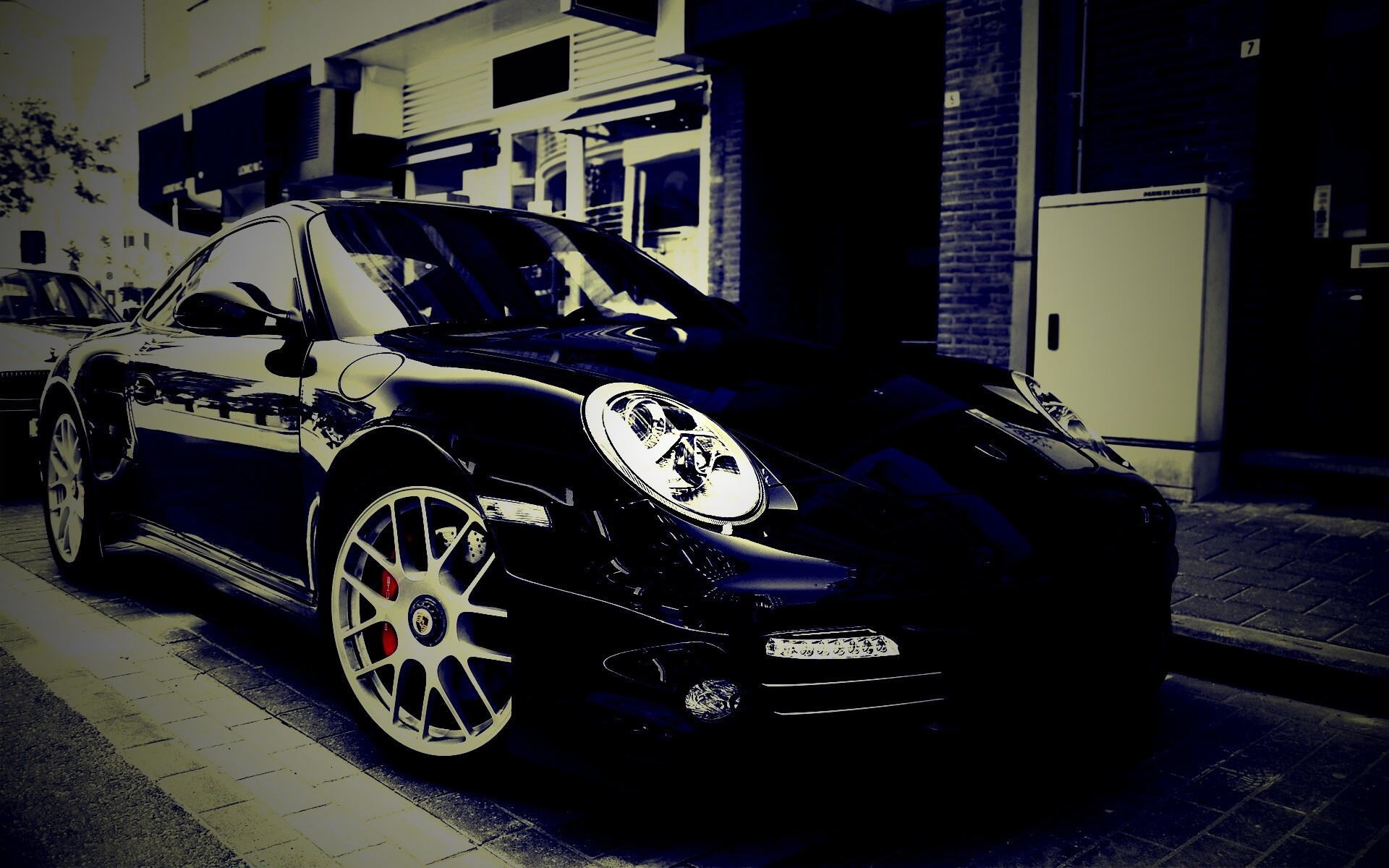 Чёрно-белое фото Porsche обои