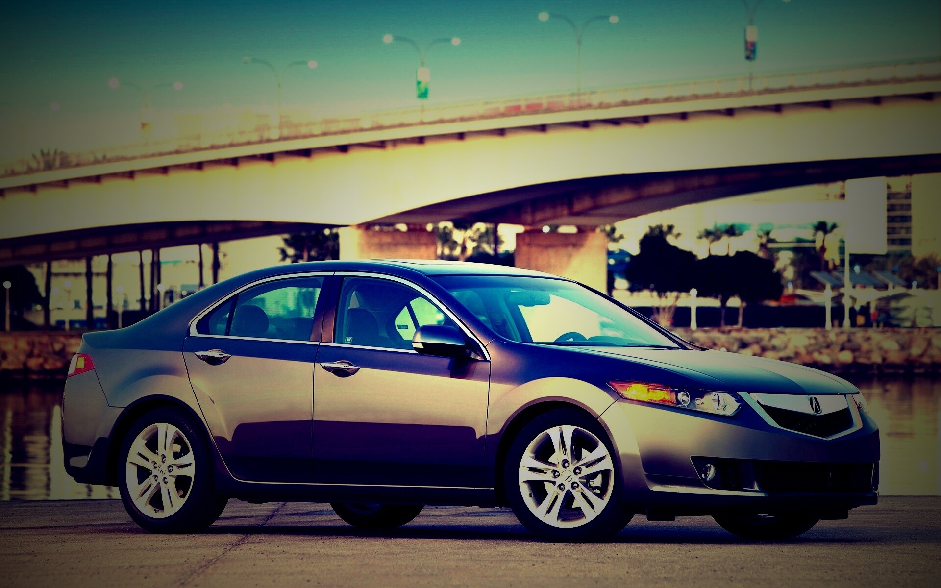 Acura на фоне моста обои