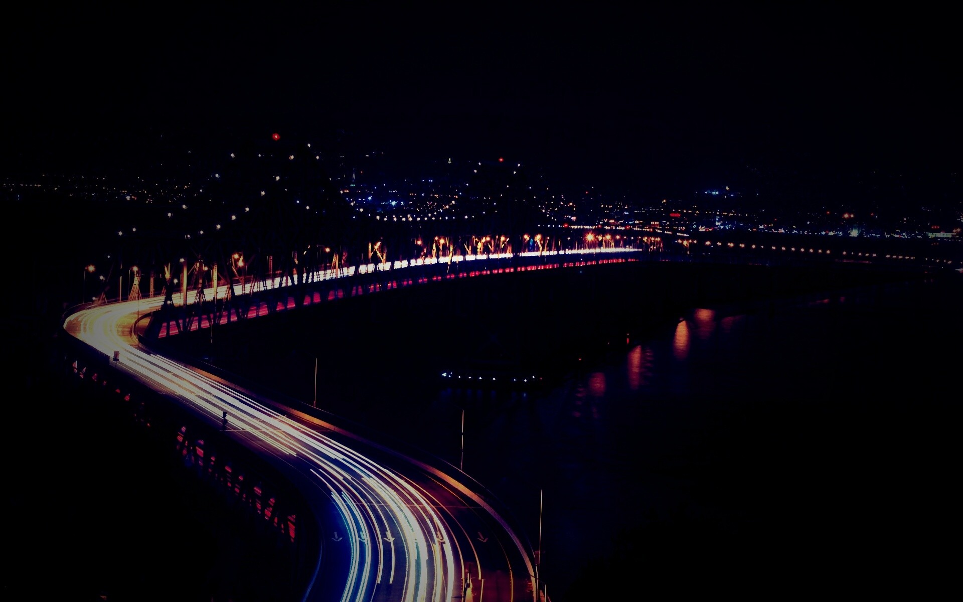 Вид на мост ночью обои