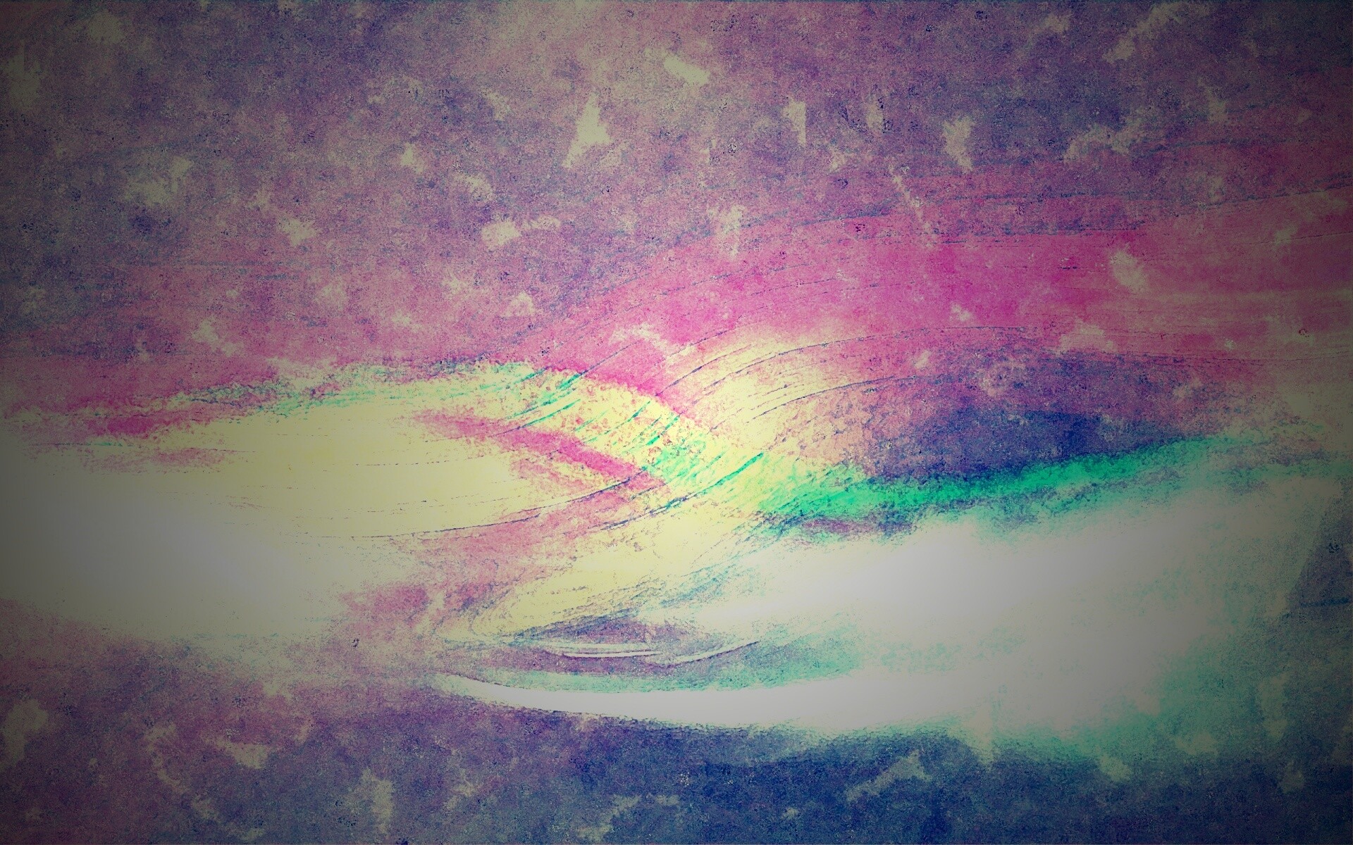 Радужные волны на нежно-фиолетовом фоне обои