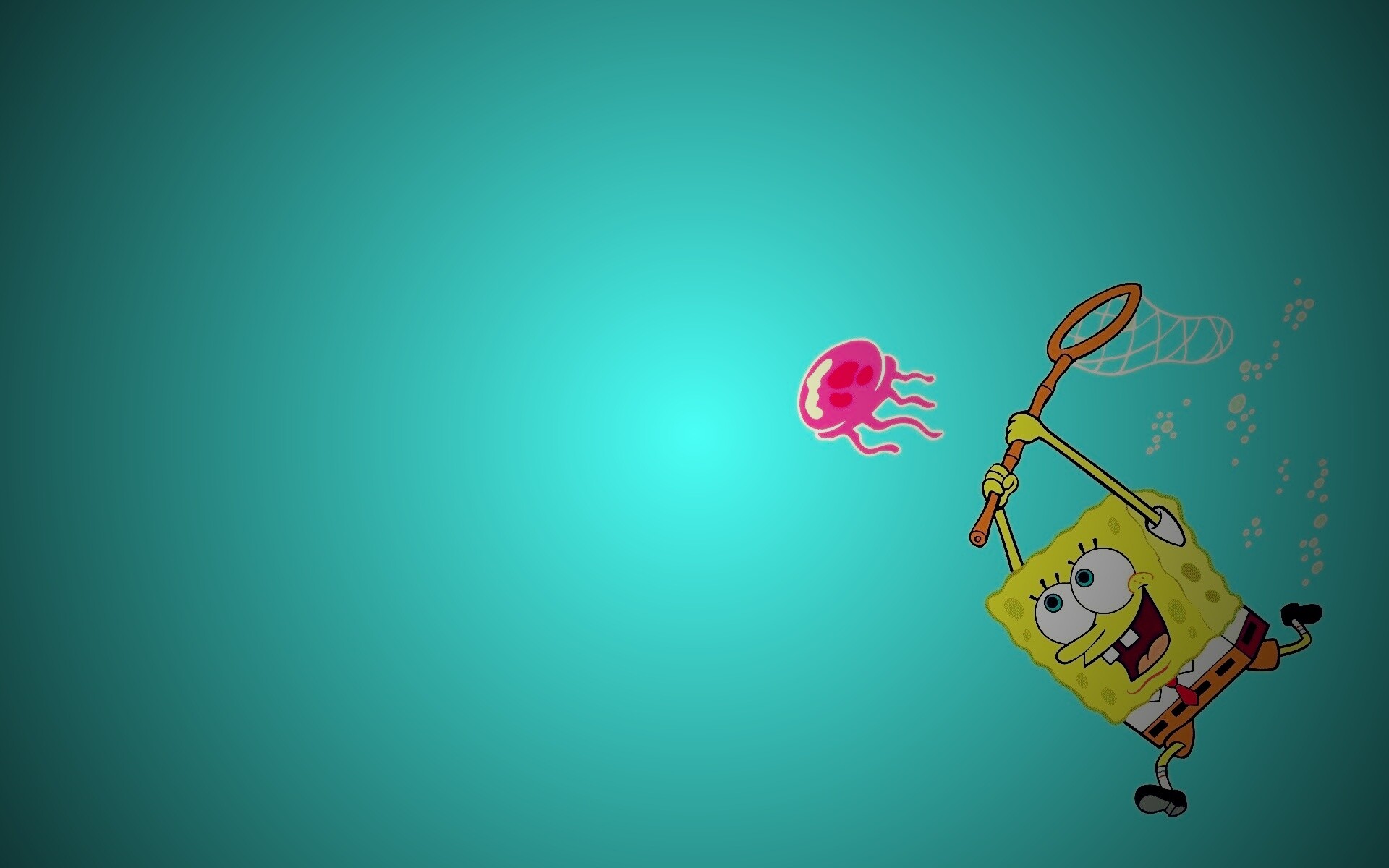 Губка Боб гонится за медузой обои
