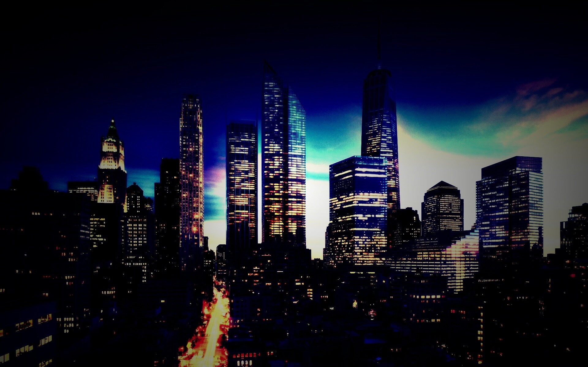 Ночной город обои