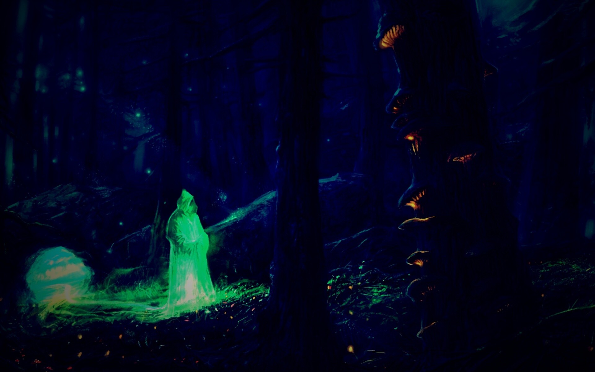 Маг света в лесу обои