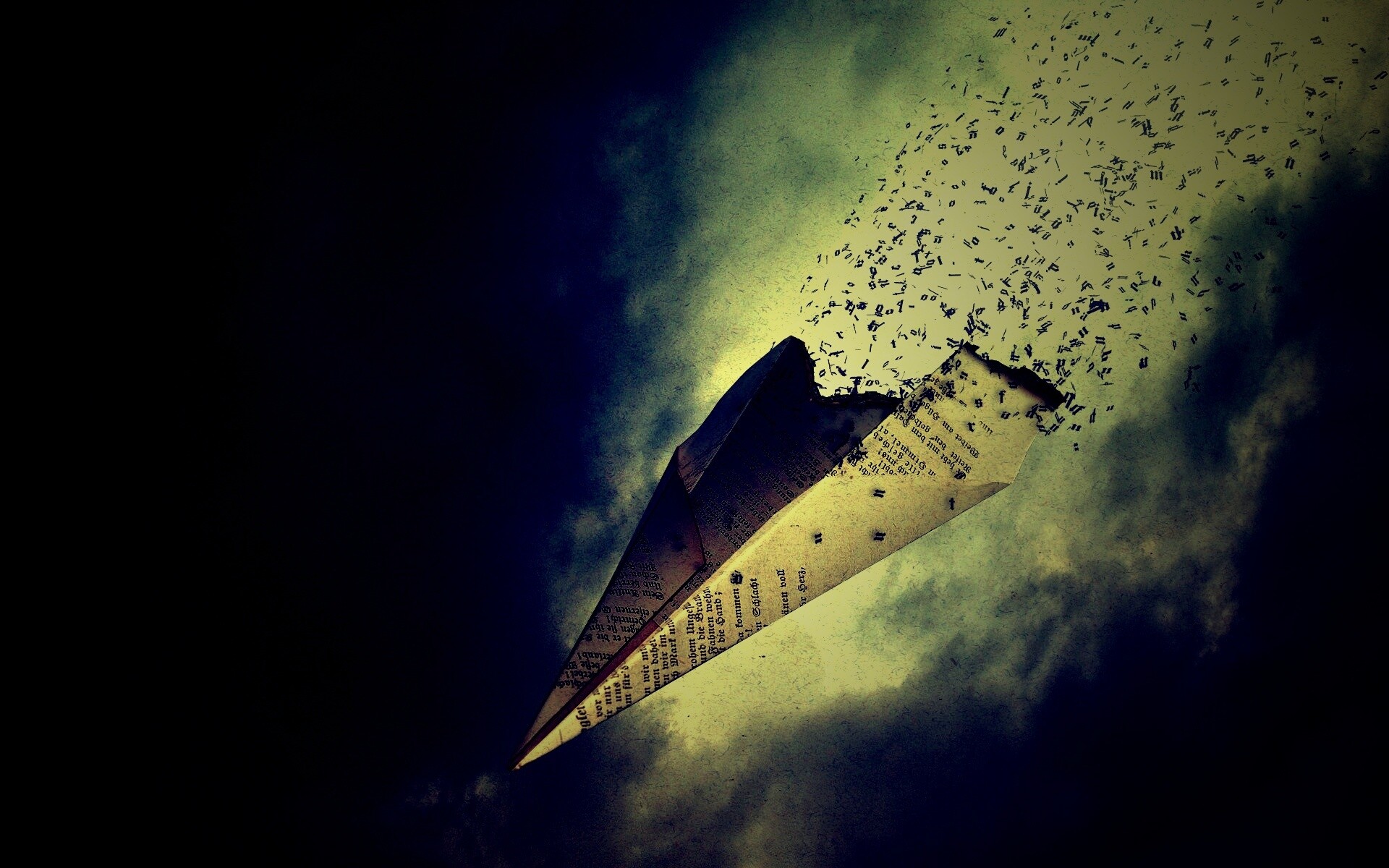 Крушение бумажного самолётика обои