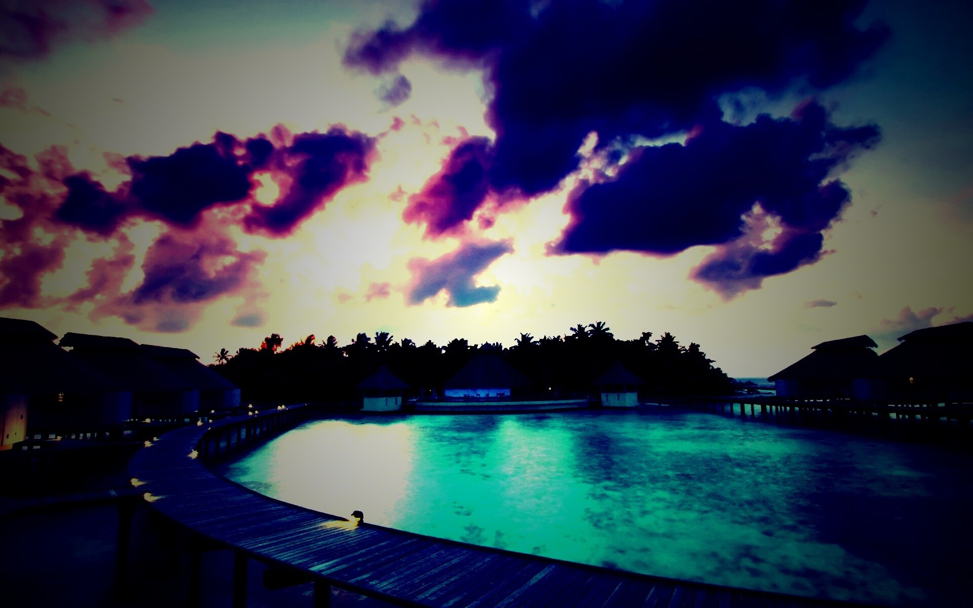 Бунгало на воде обои