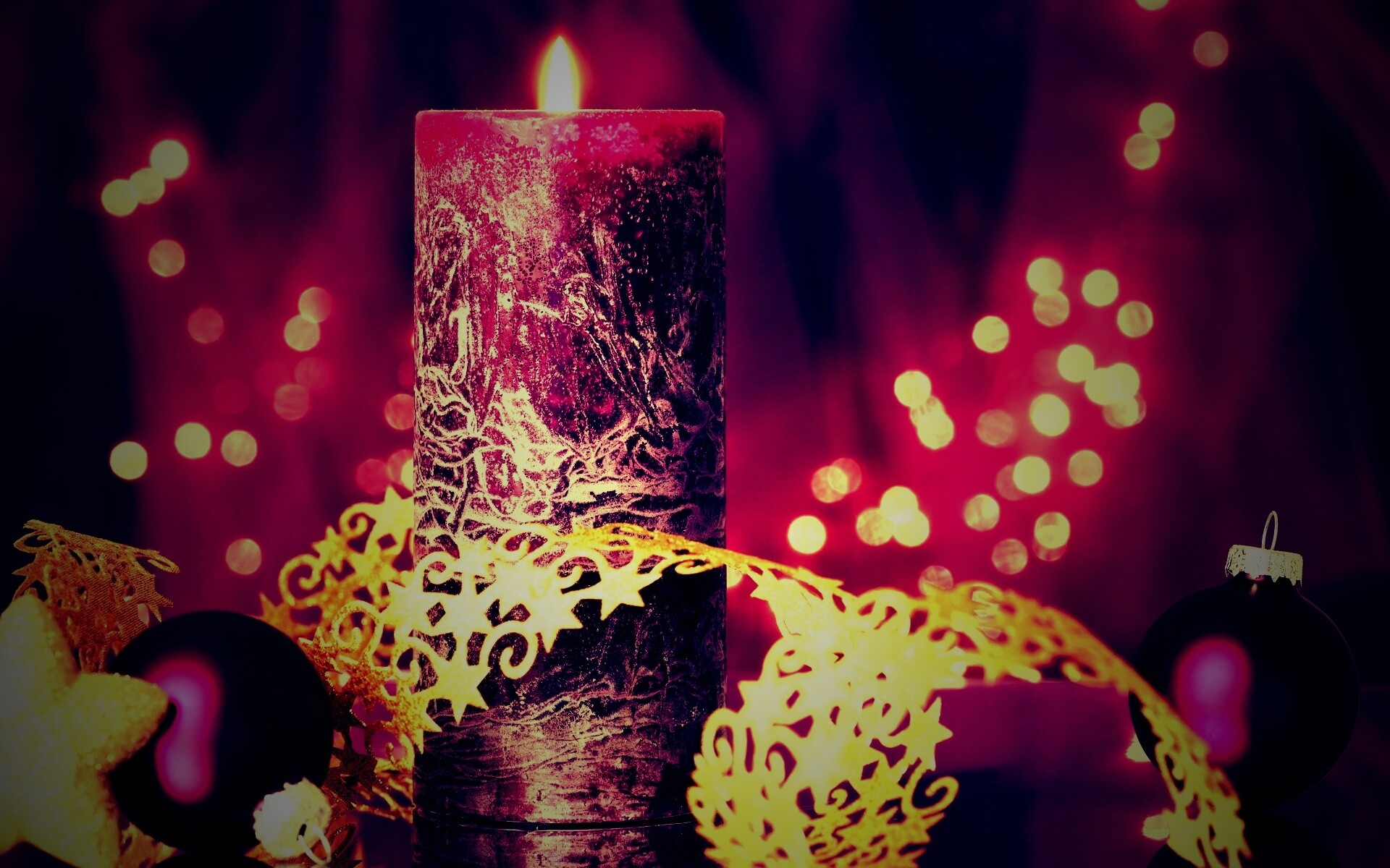 Новогодняя свеча обои