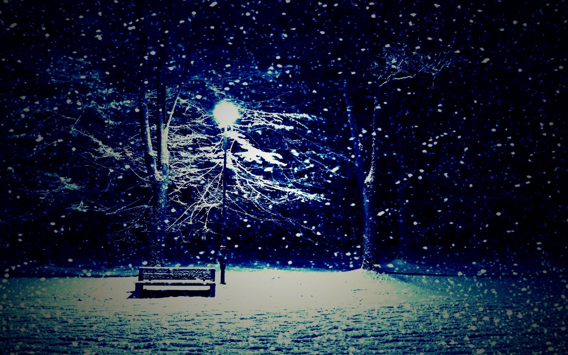 Ночь..улица..фонарь..скамейка.. обои