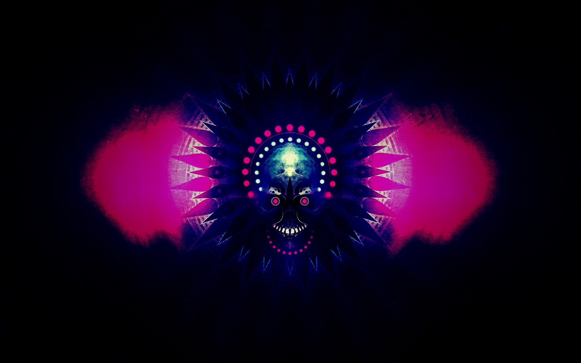 Неоновый череп обои