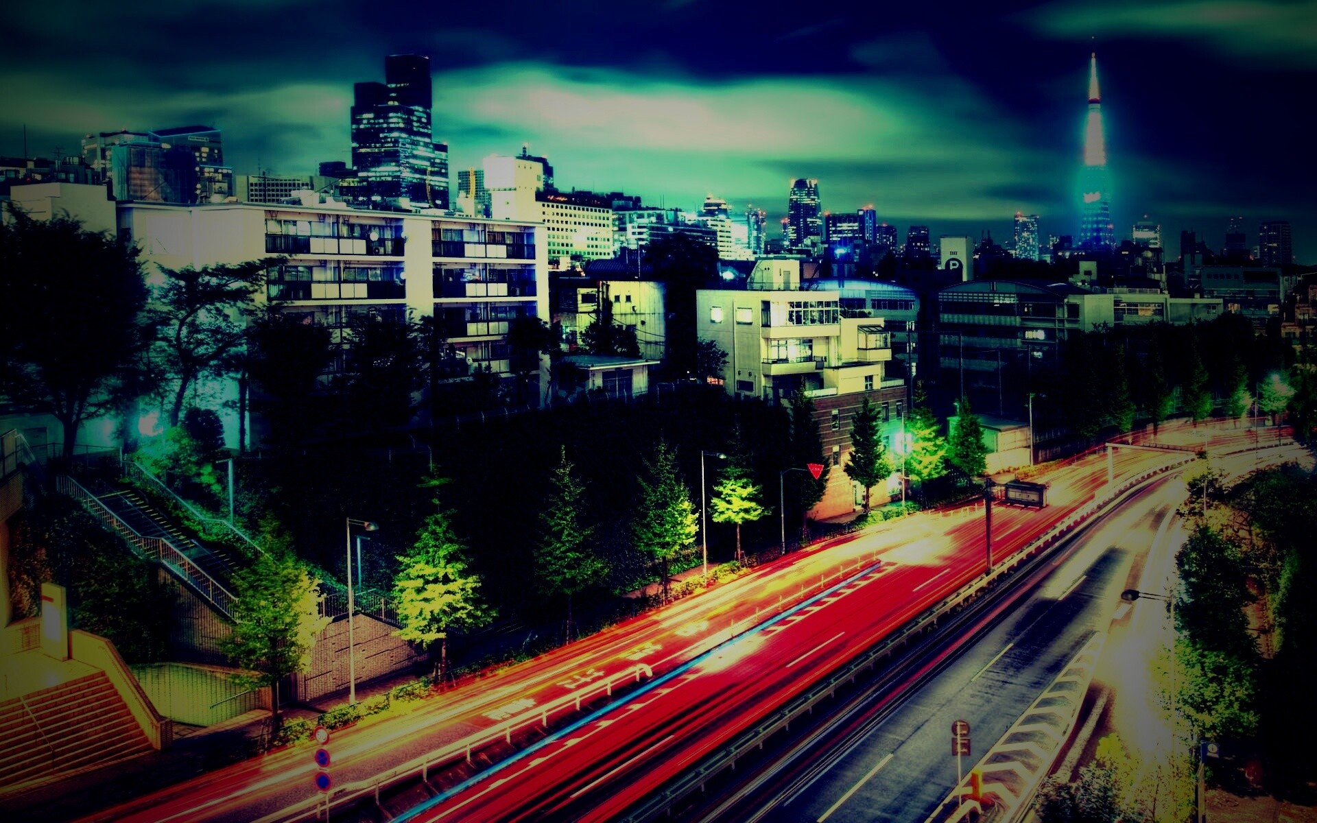 Светящийся город обои