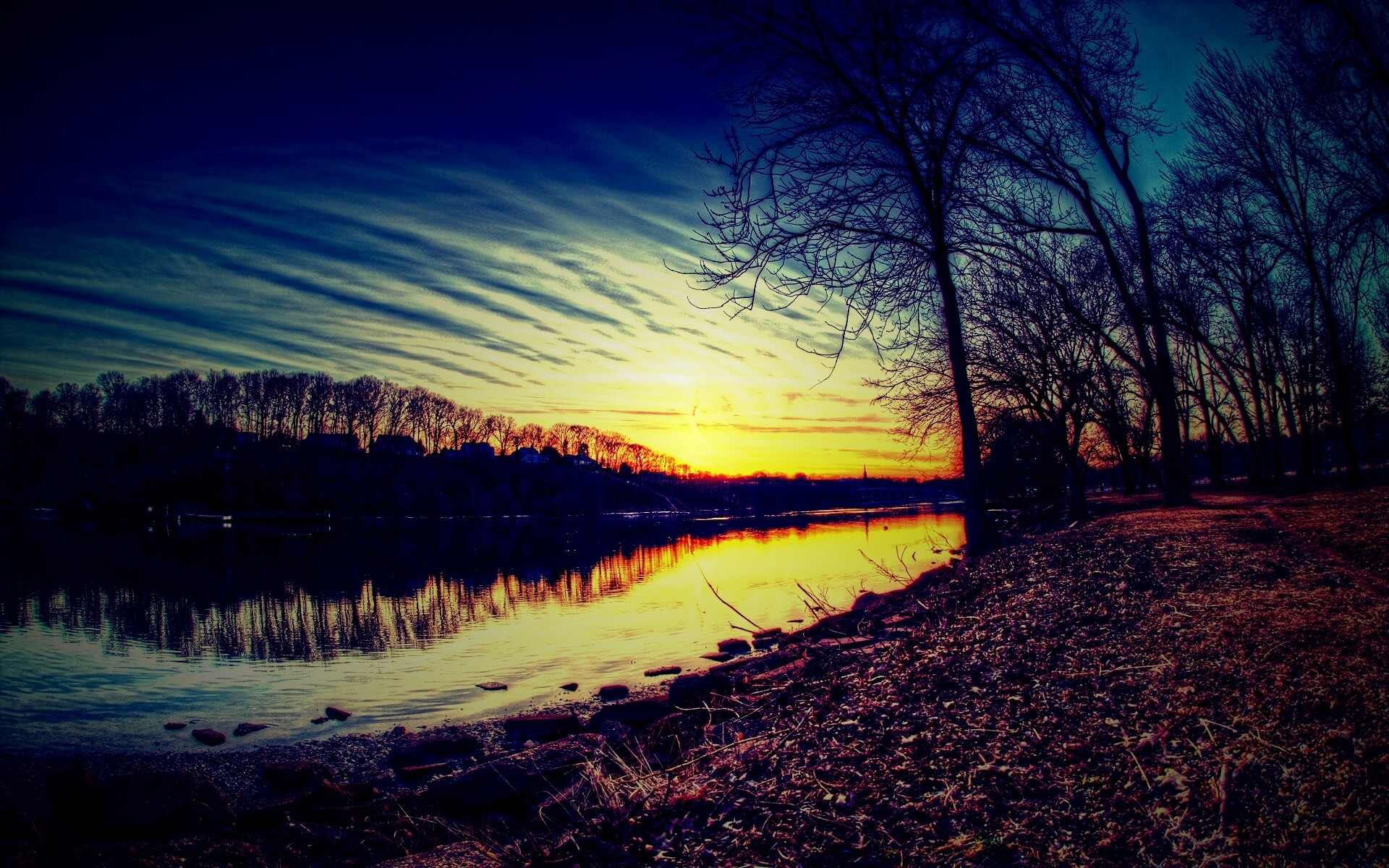 Осенний закат обои