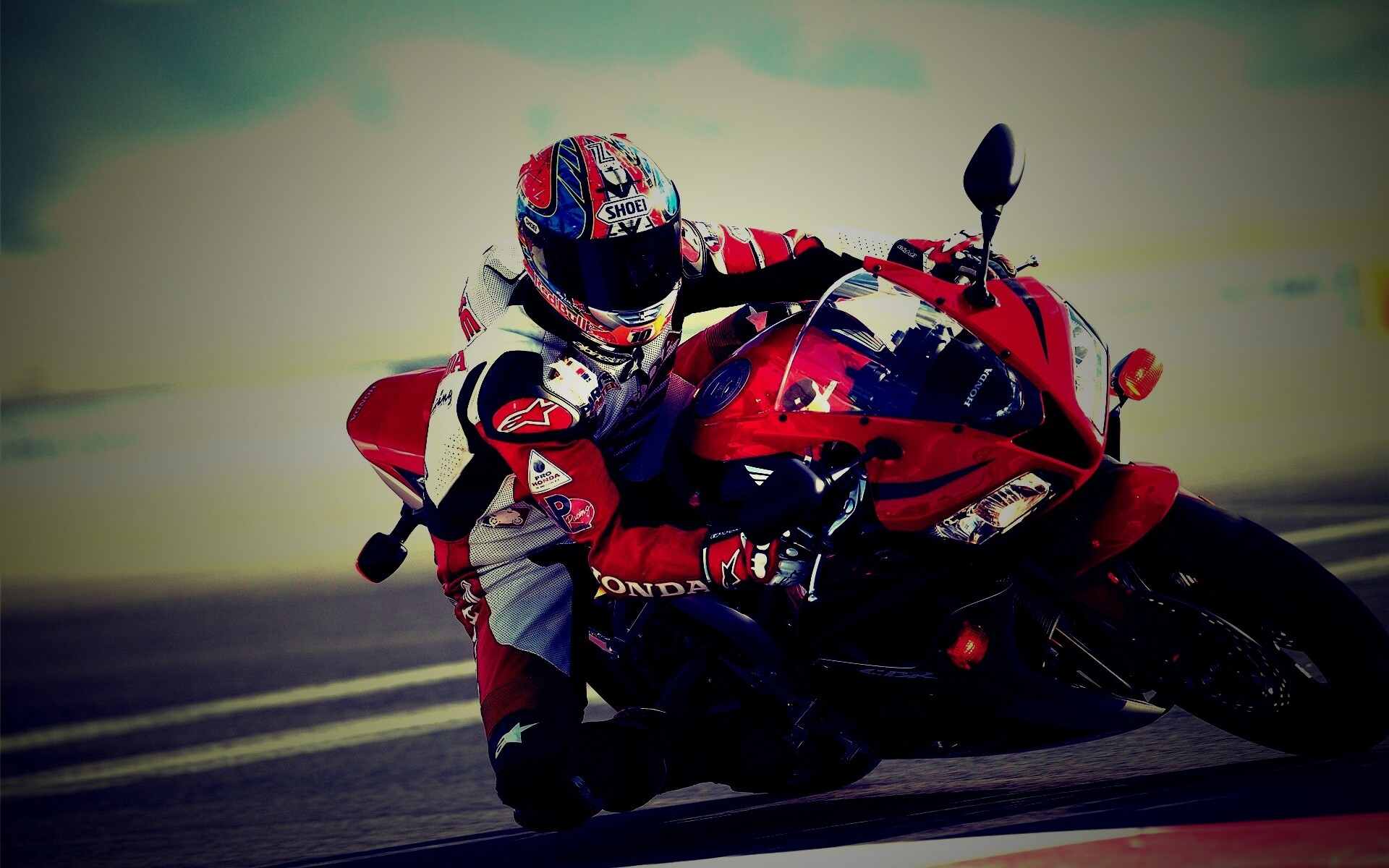 Мотоциклист на Хонде обои
