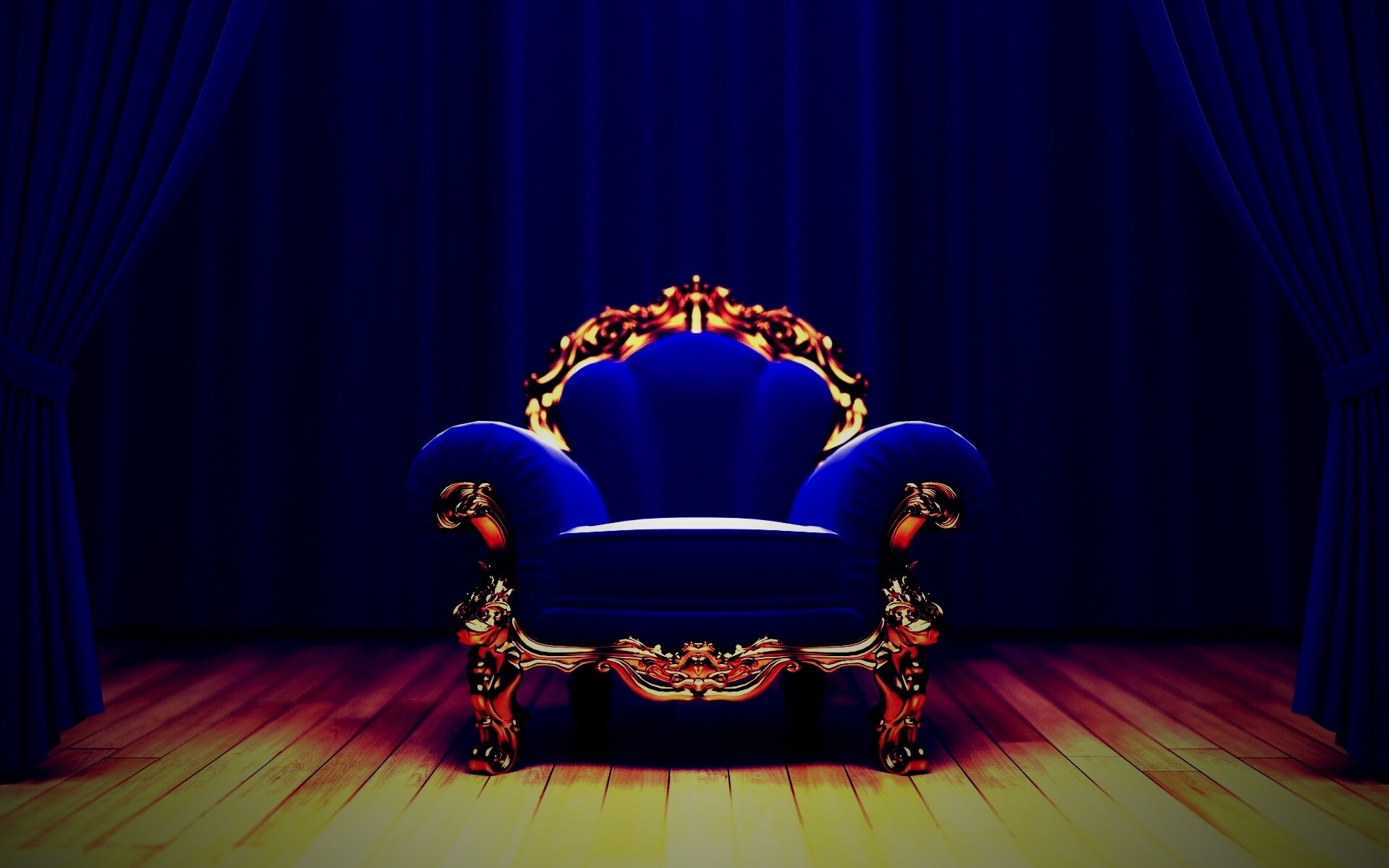 Королевское синее кресло обои