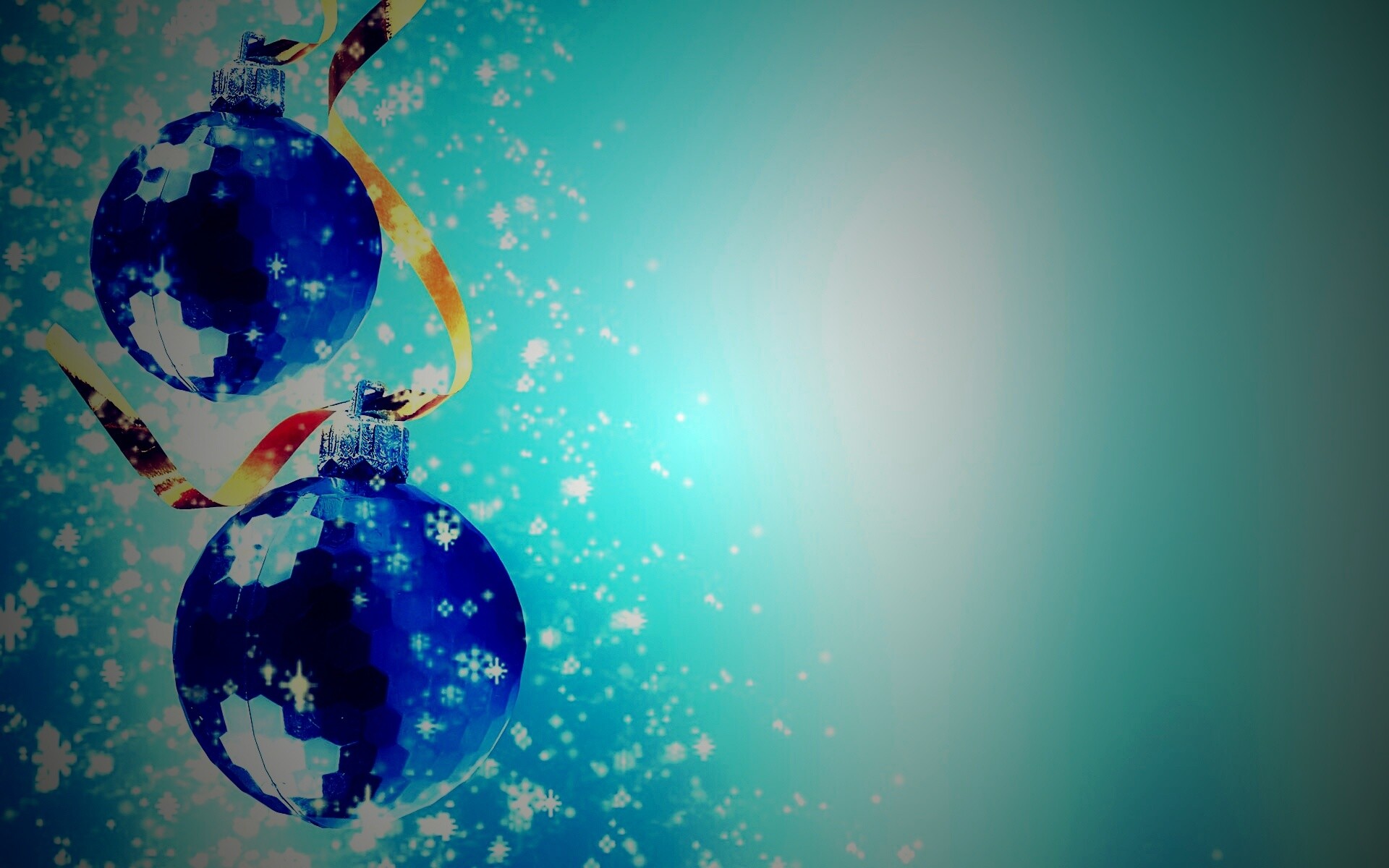 Синие новогодние шары обои