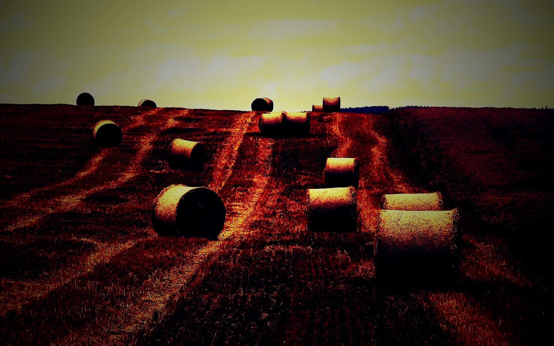 Уборка сена с поля обои