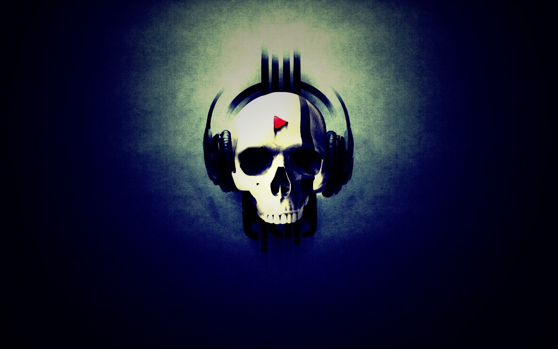 Череп в наушниках обои