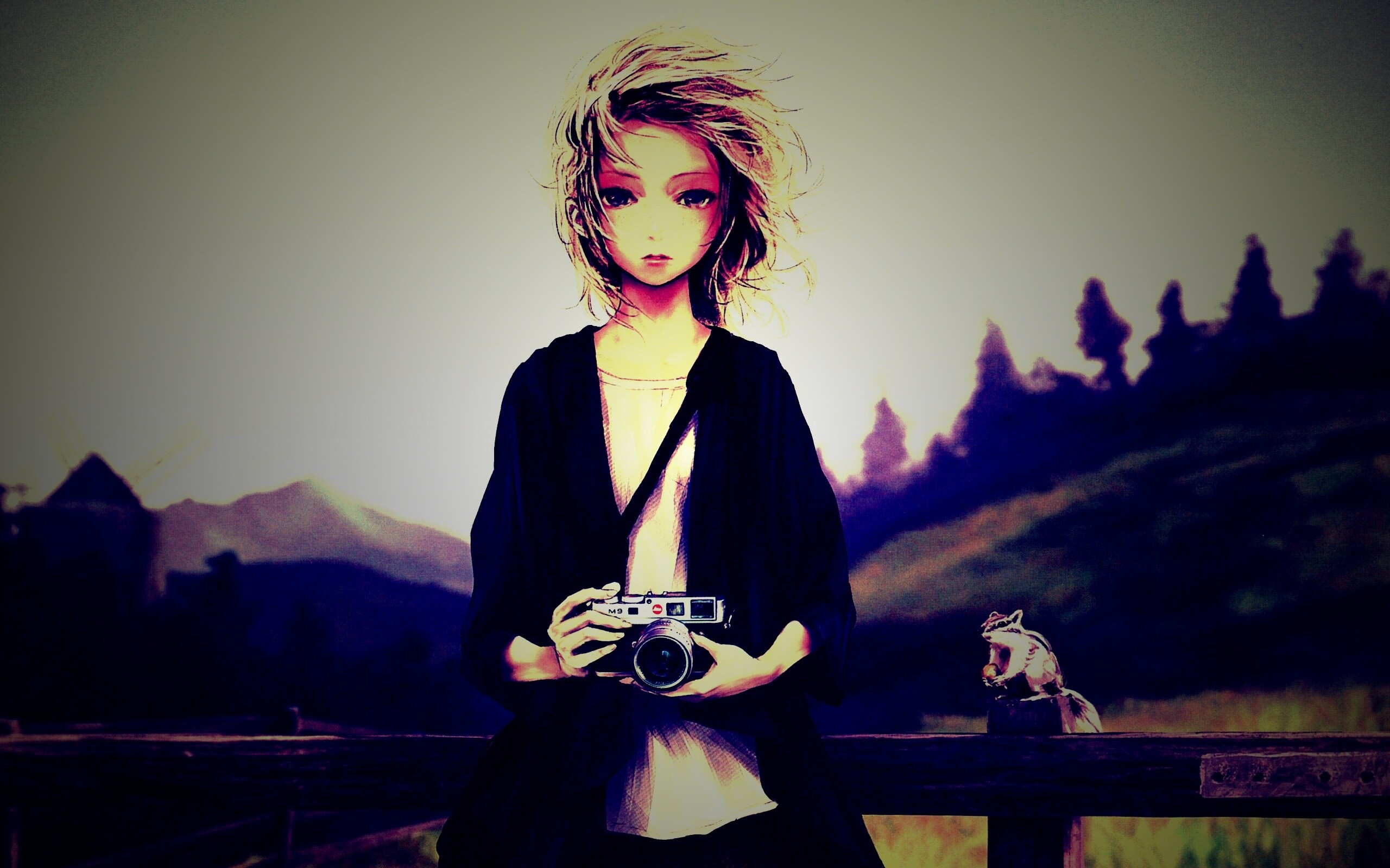 Девушка с фотоаппаратом обои