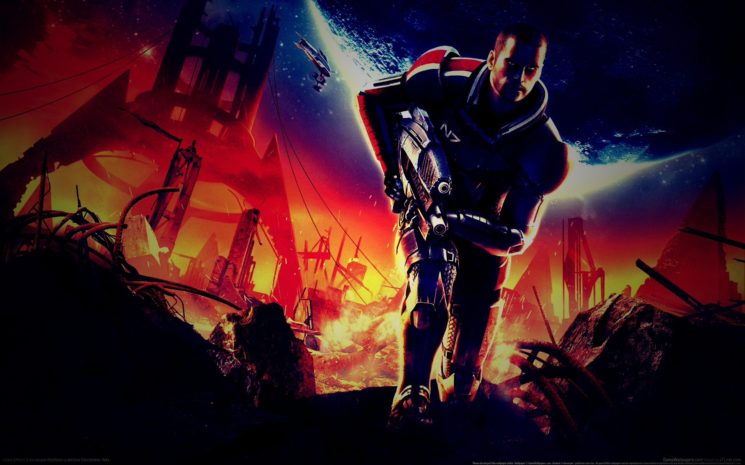 Капитан Шепард на руинах обои