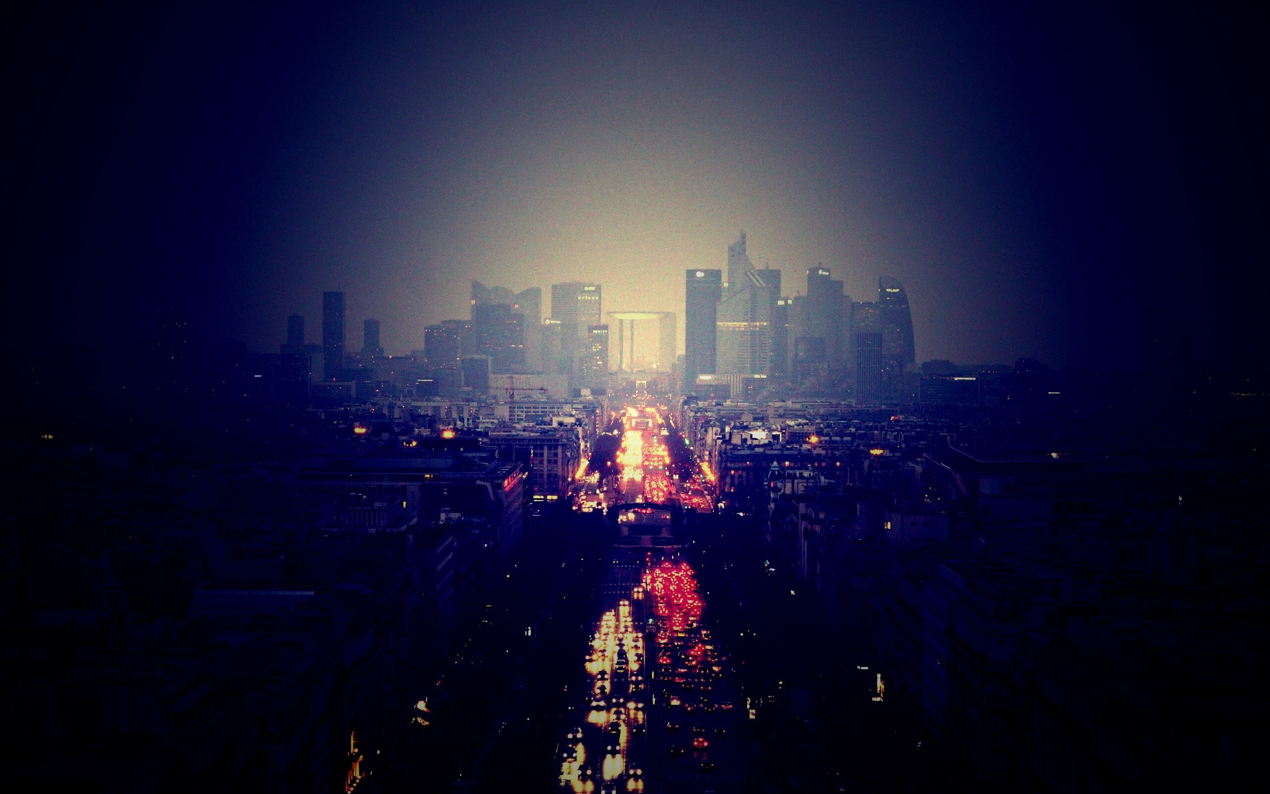 Ночной город в тумане обои