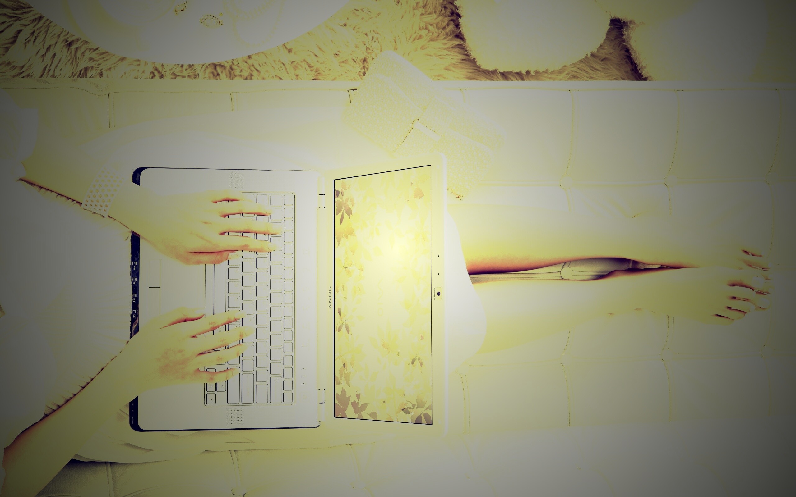 Девушка с ноутбуком vaio обои