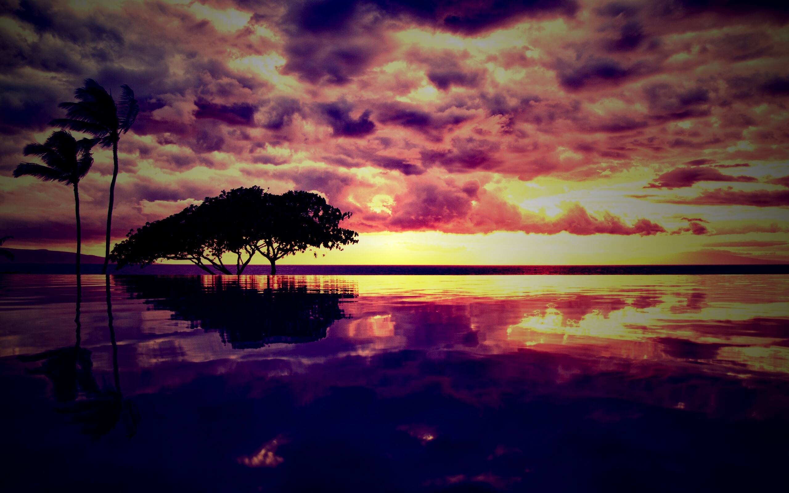 Восход над озером обои