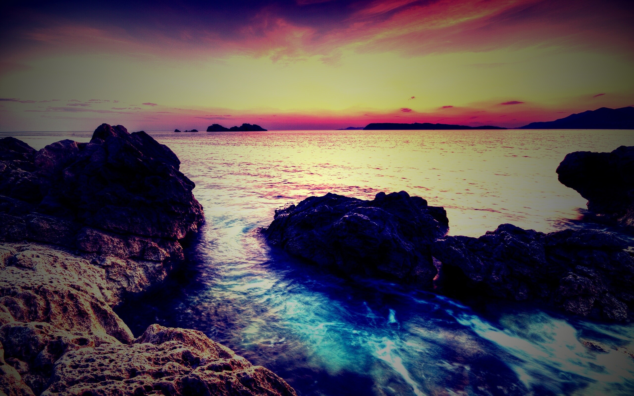 Закат на море обои