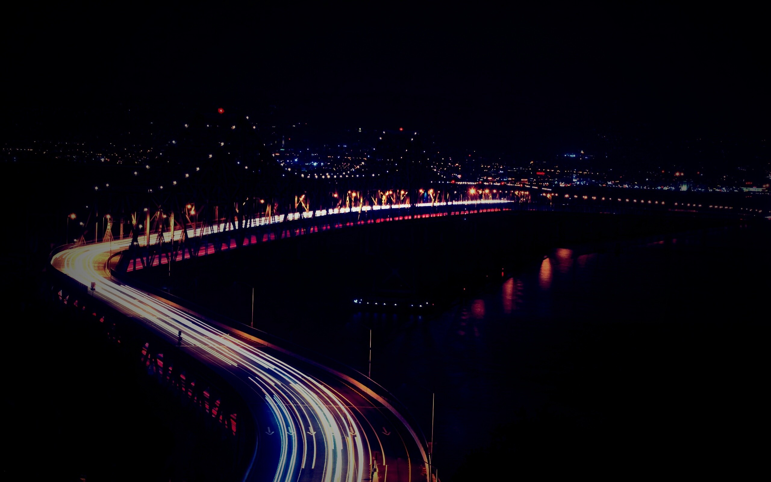 Вид на мост ночью обои