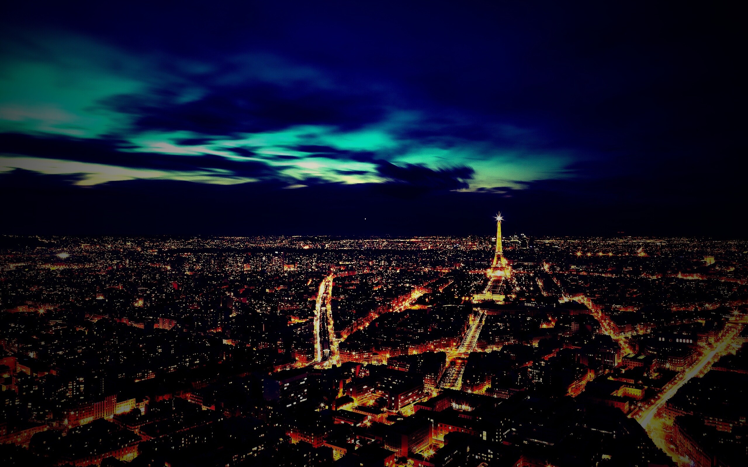 Вид на ночной Париж обои
