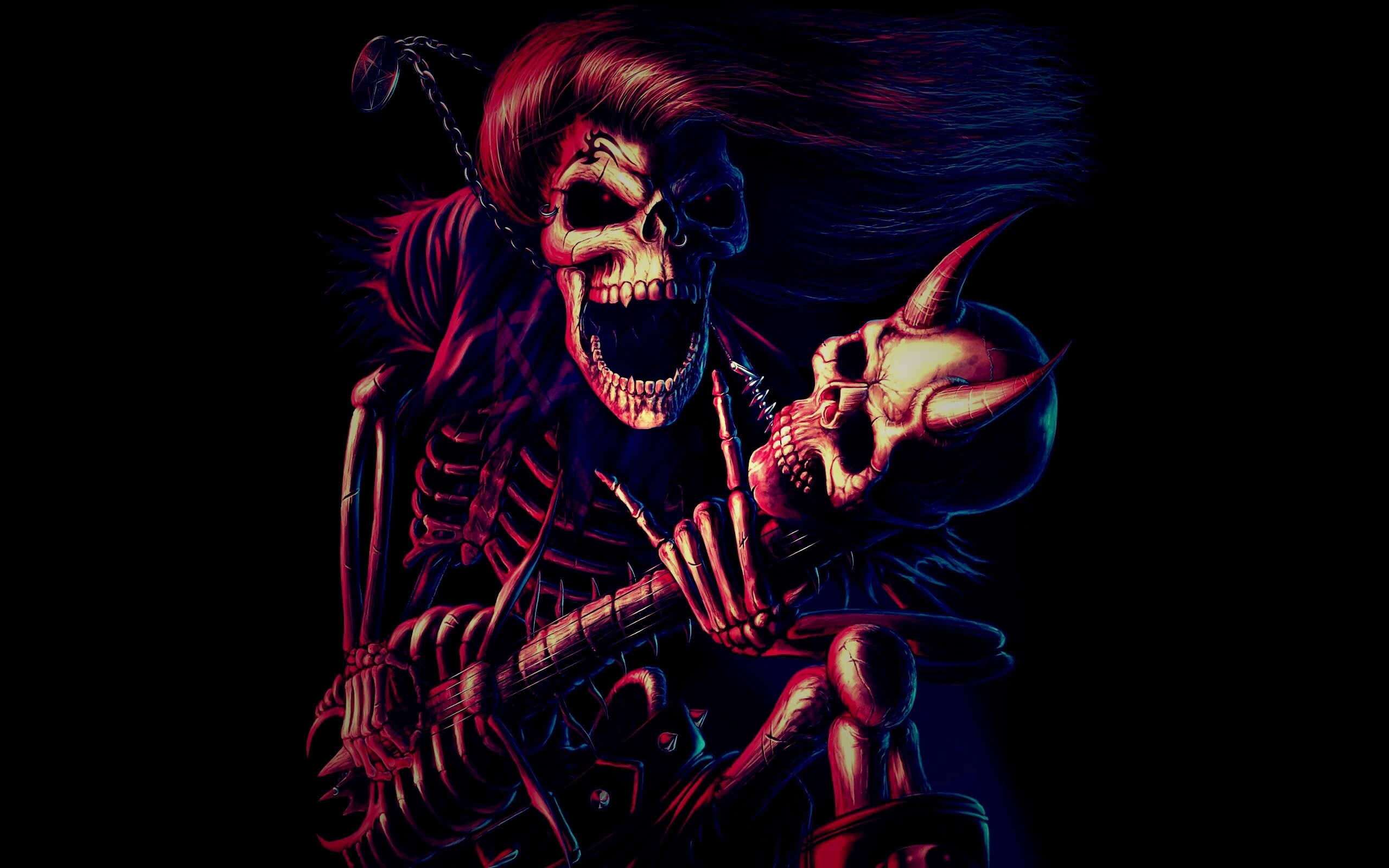 Скелет играет на скелет-гитары обои