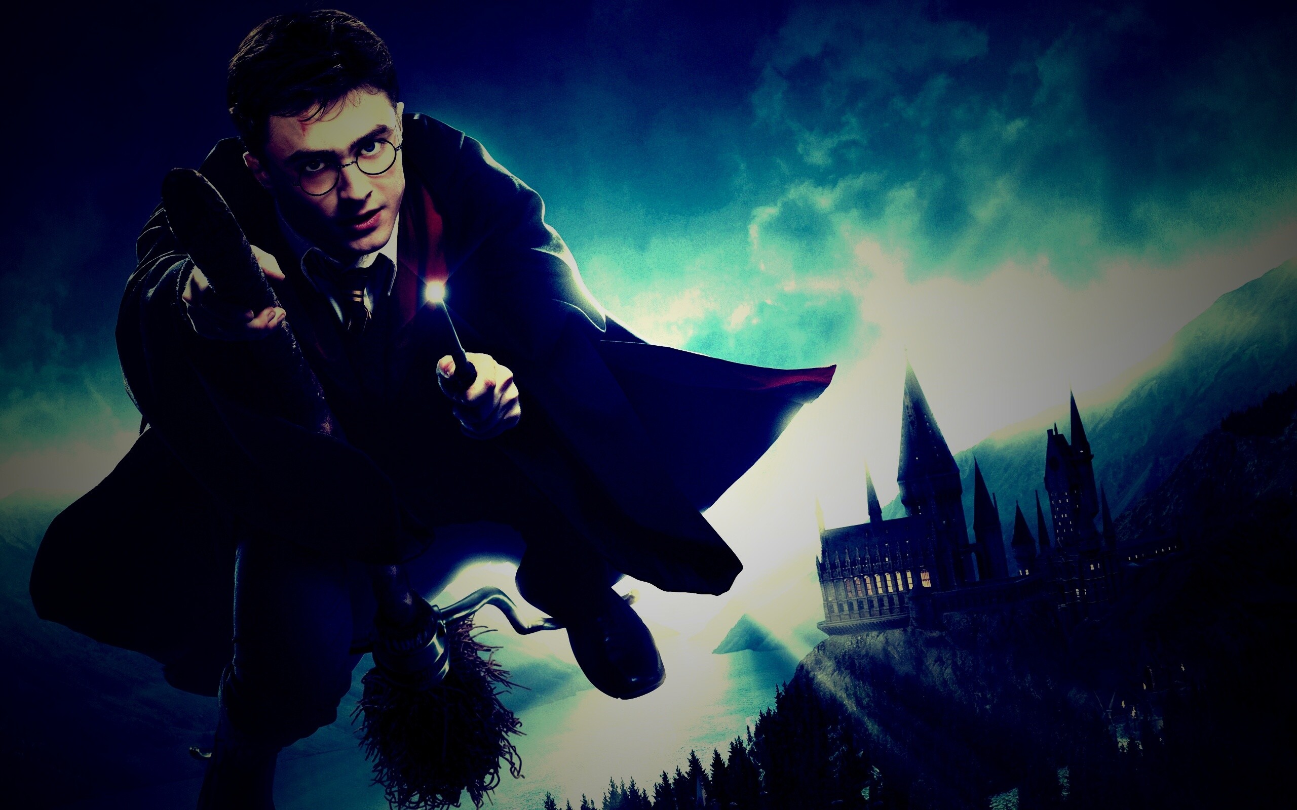 Гарри Поттер на метле обои