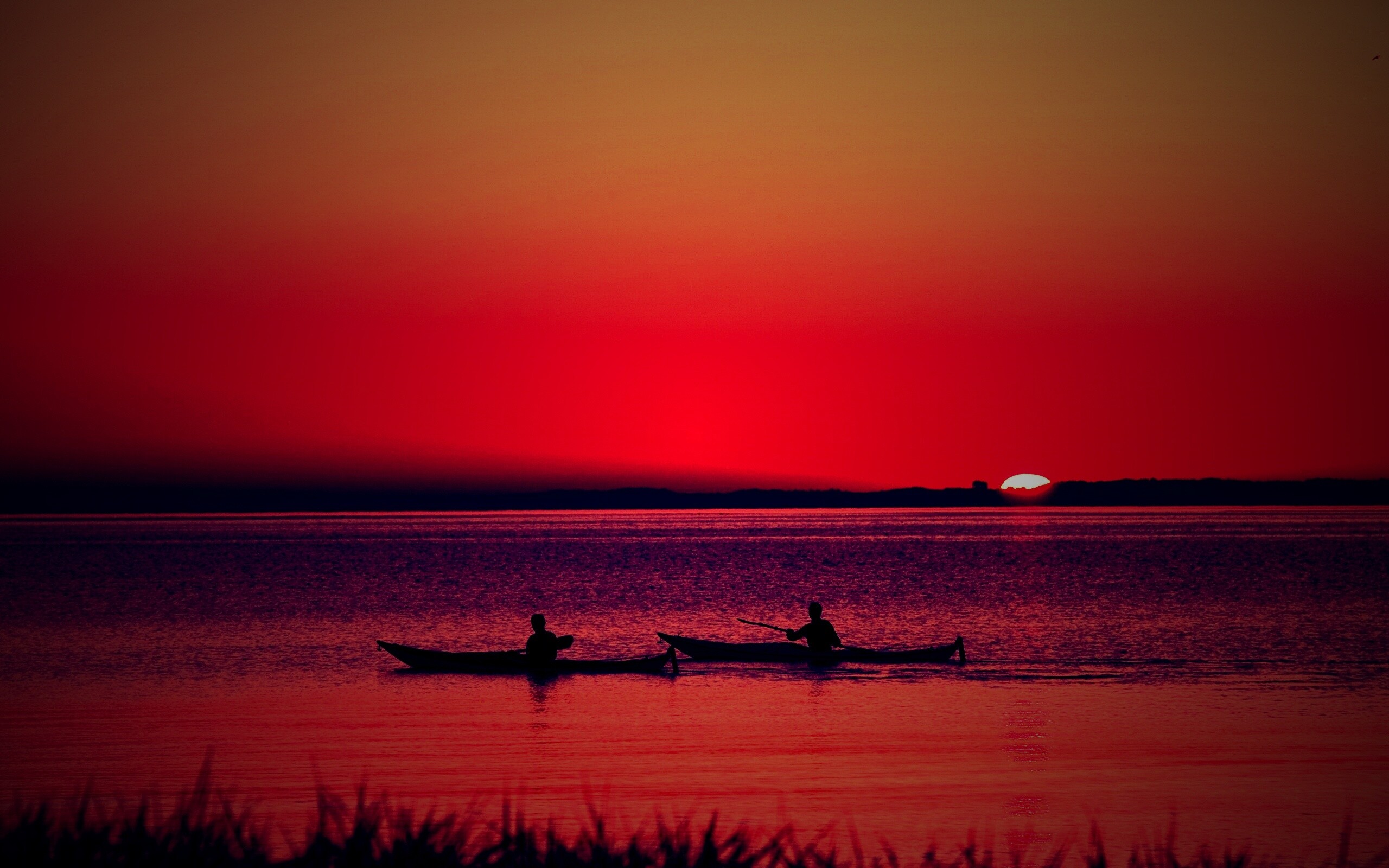 Рыбаки на лодках обои