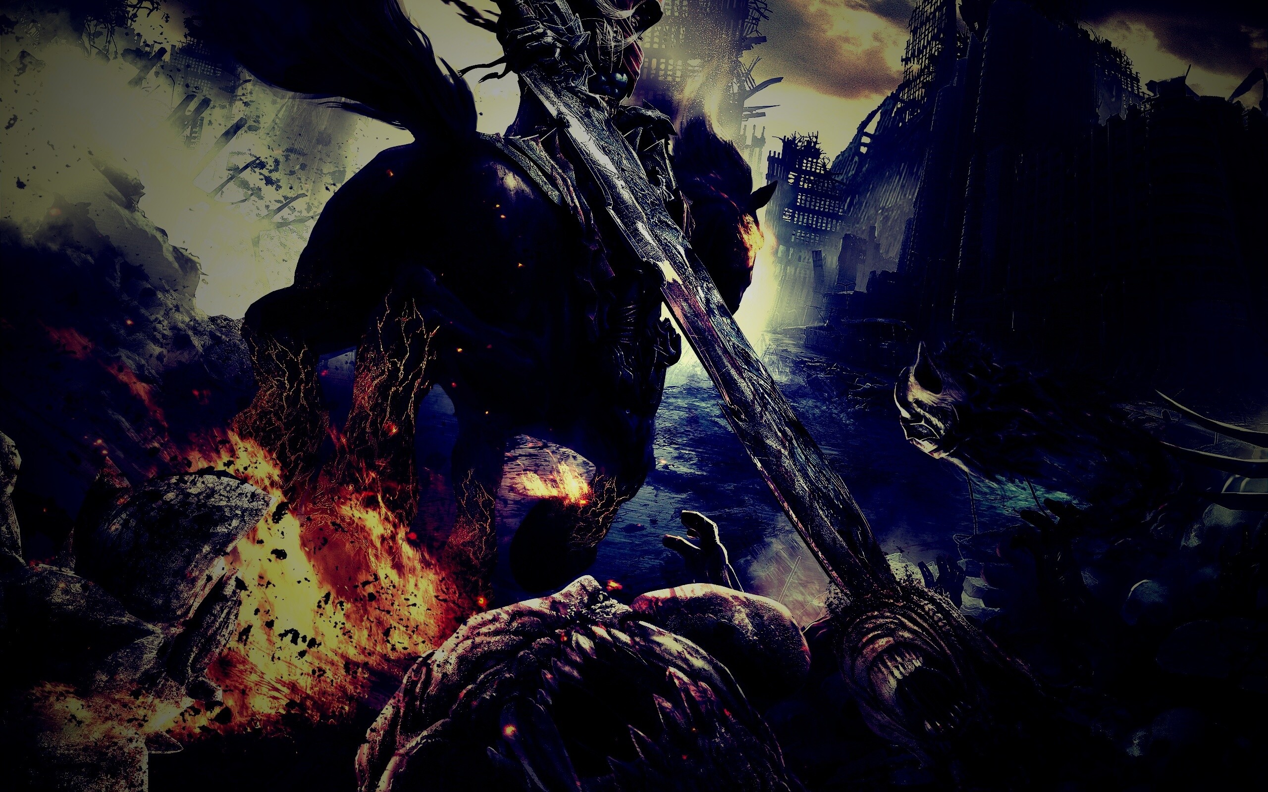 Темный рыцарь на демоническом коне обои