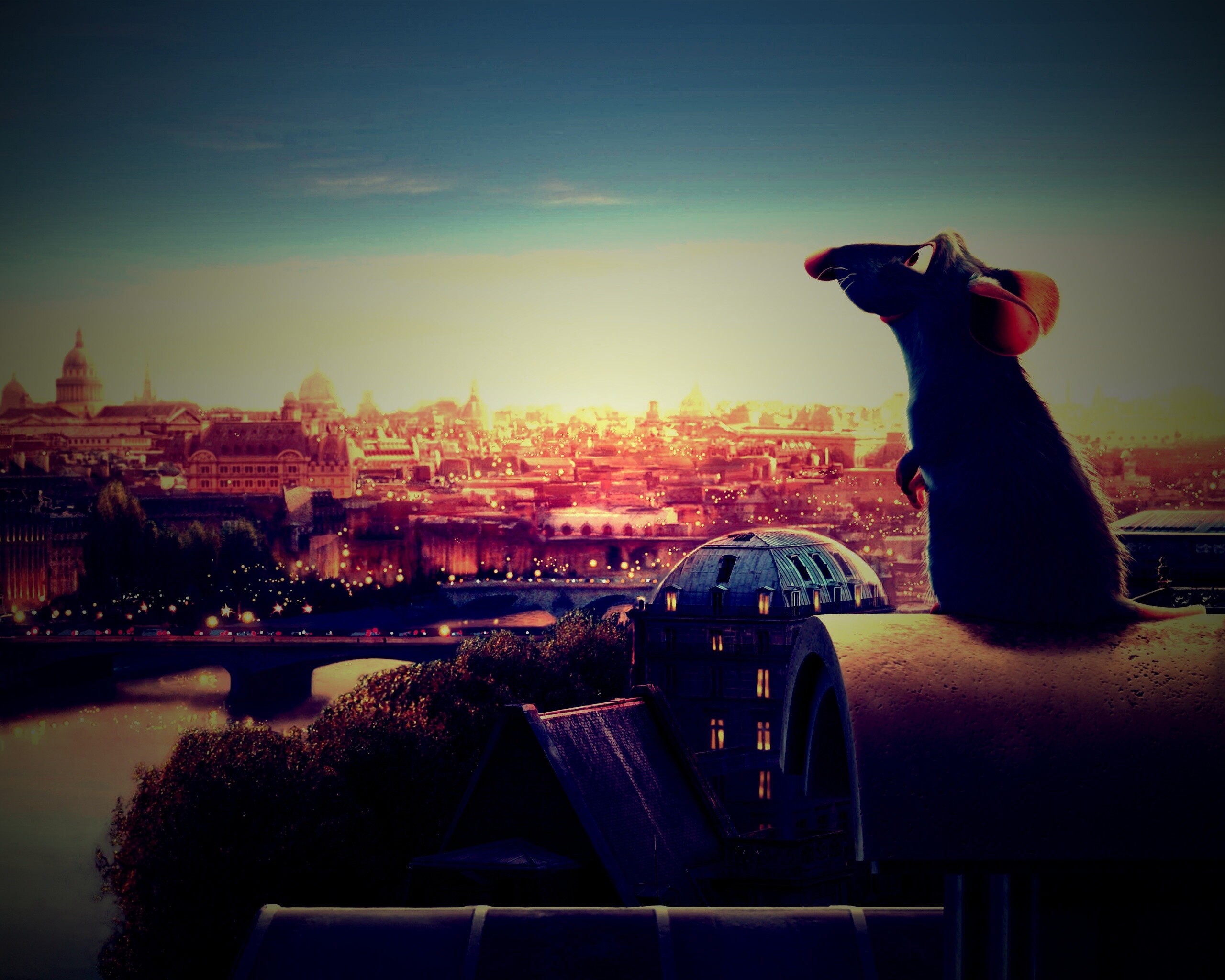 Рататуй на фоне Парижа обои