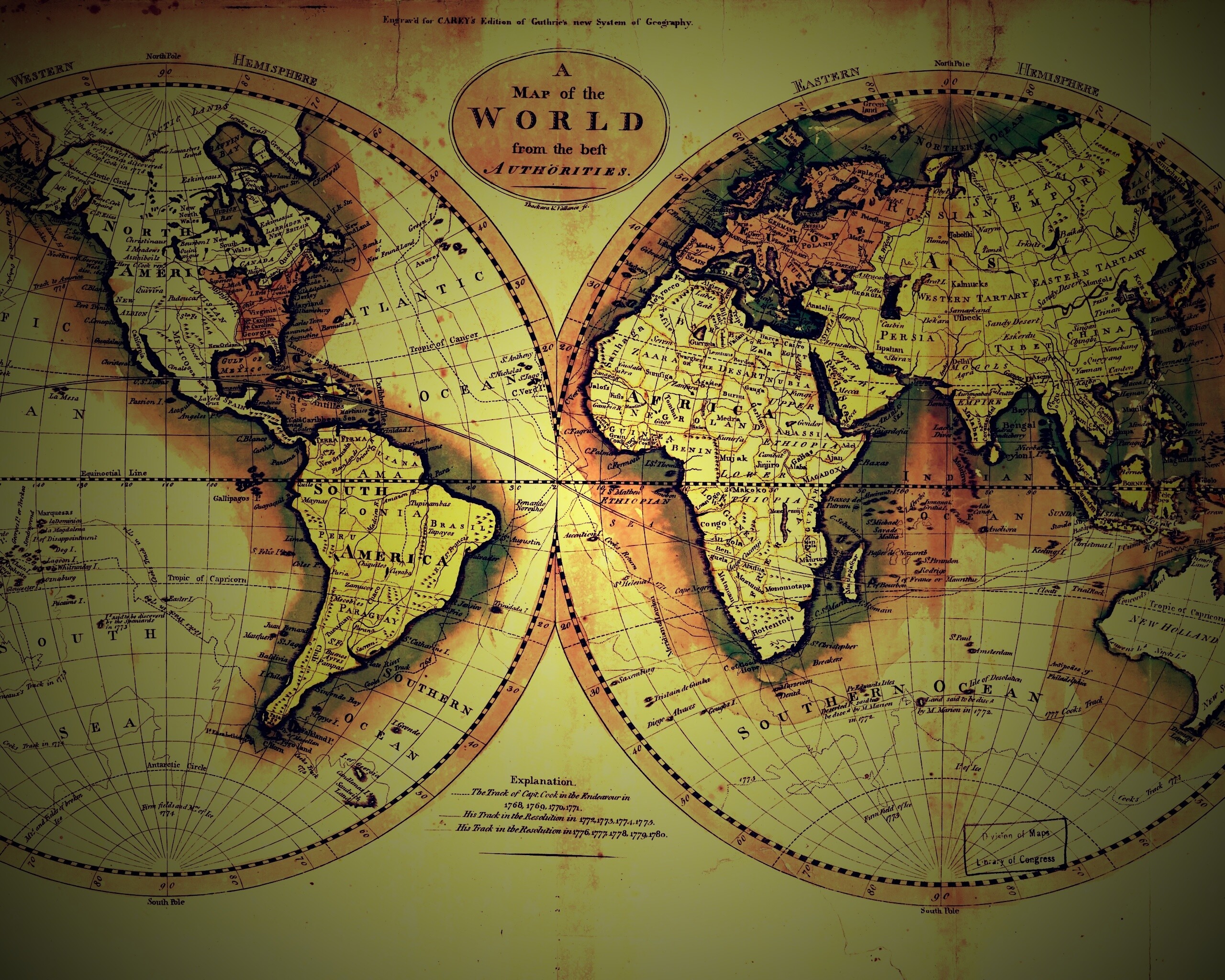 Старинная карта мира обои