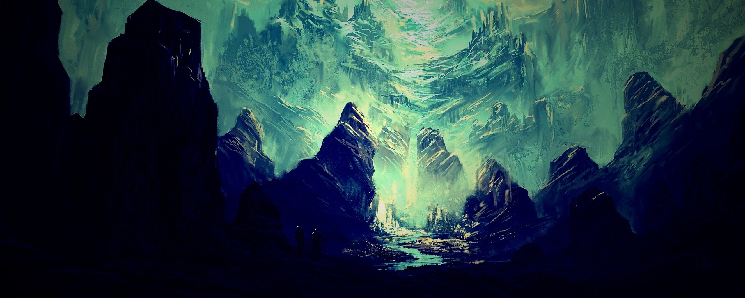 Город в горах обои