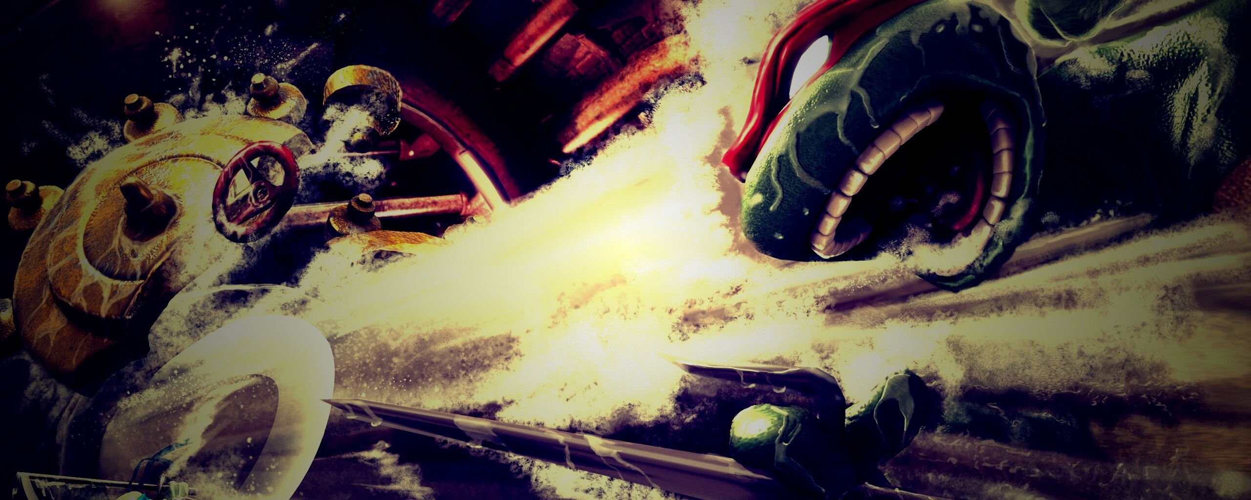 Рафаэля и Леонардо смывает водой обои