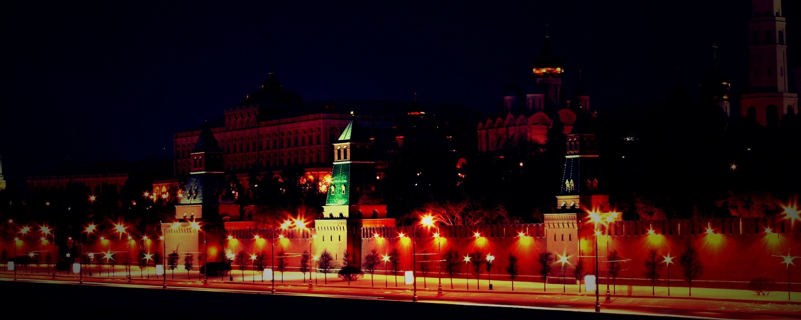 Ночной Кремль обои