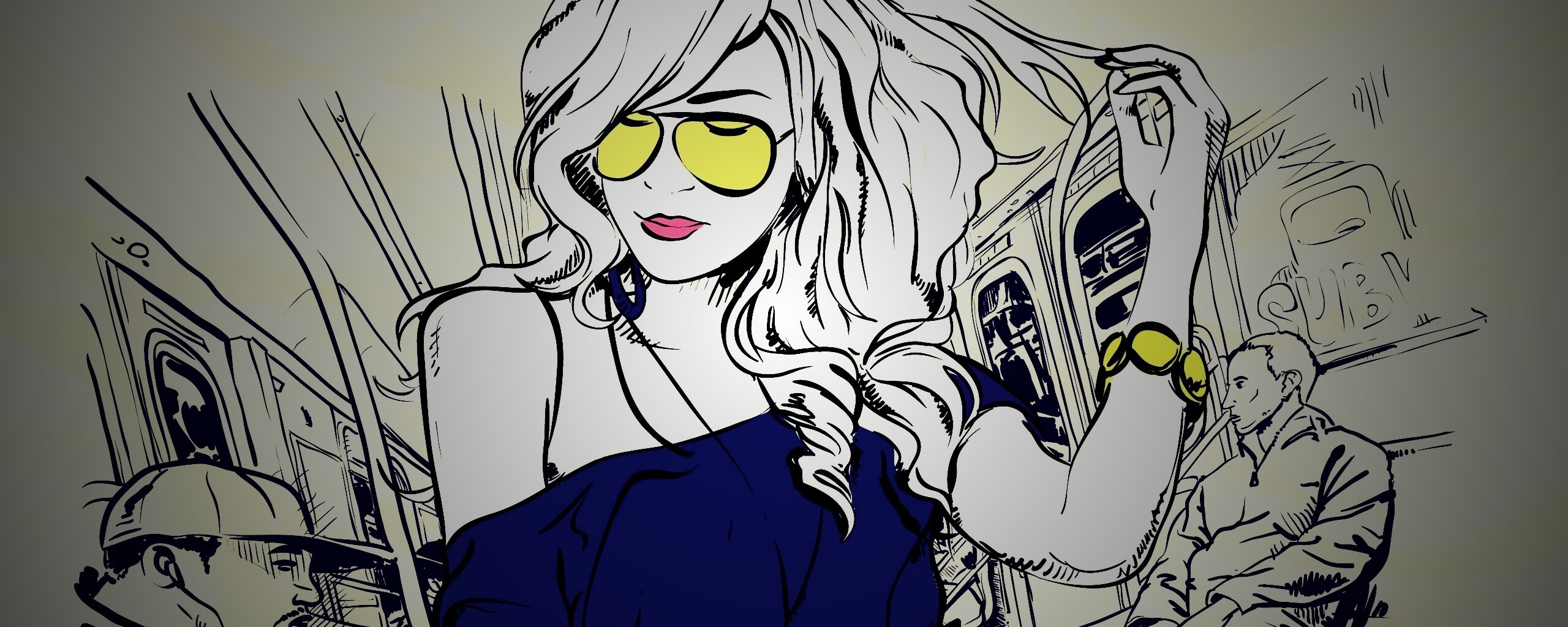 Стильная девушка в метро обои