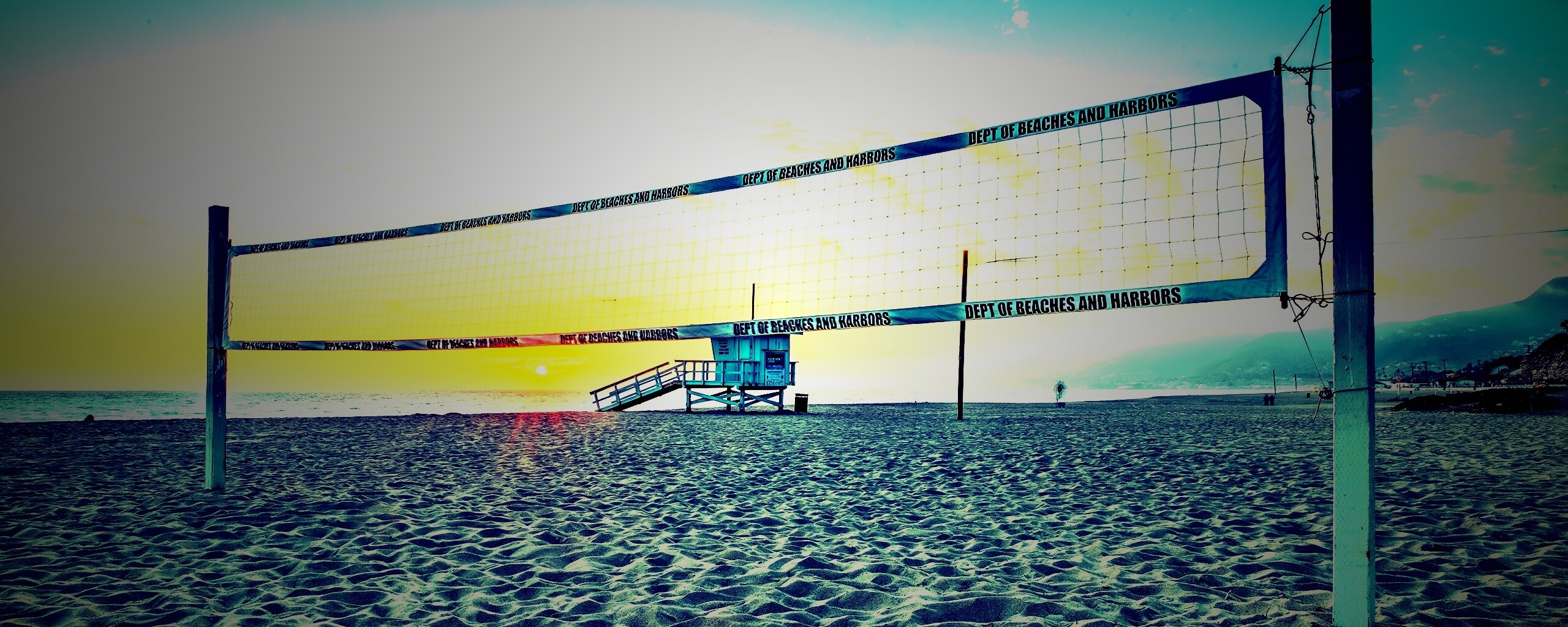 Сетка для волейбола на пляже обои