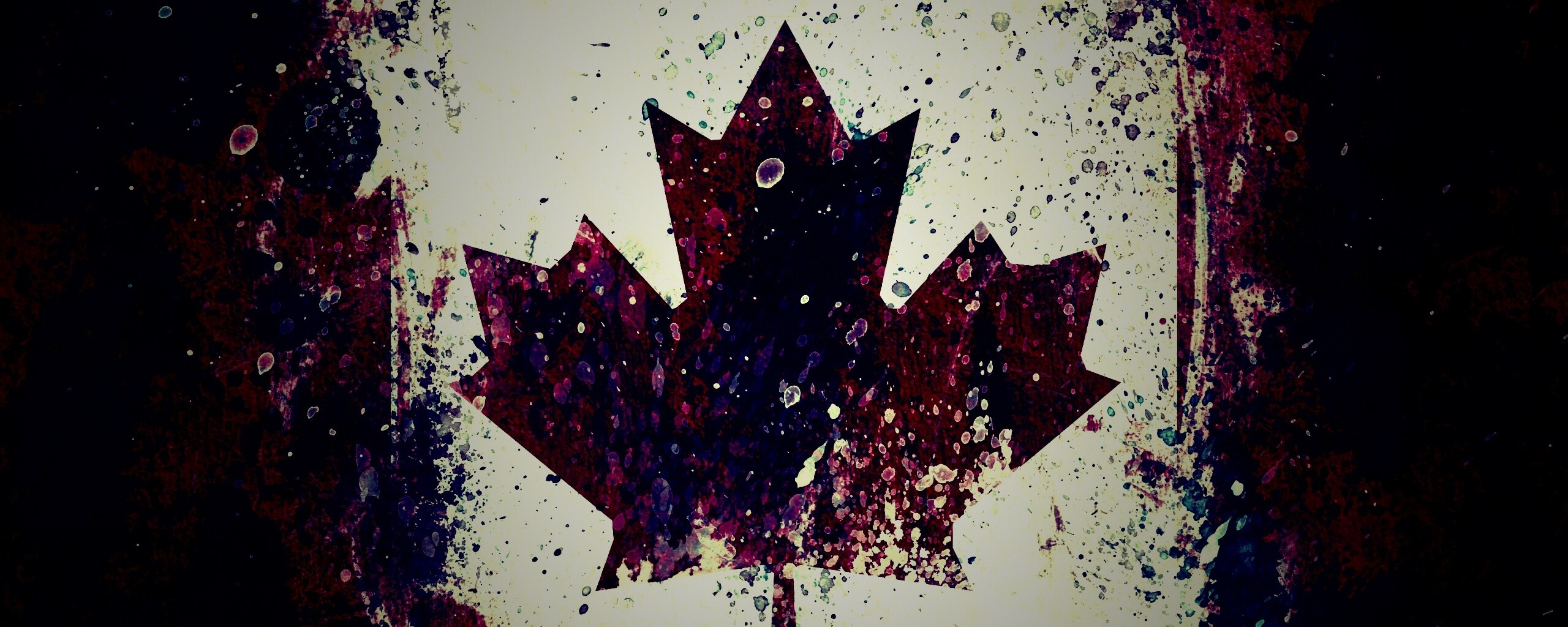 Флаг Канады нарисованный краской обои